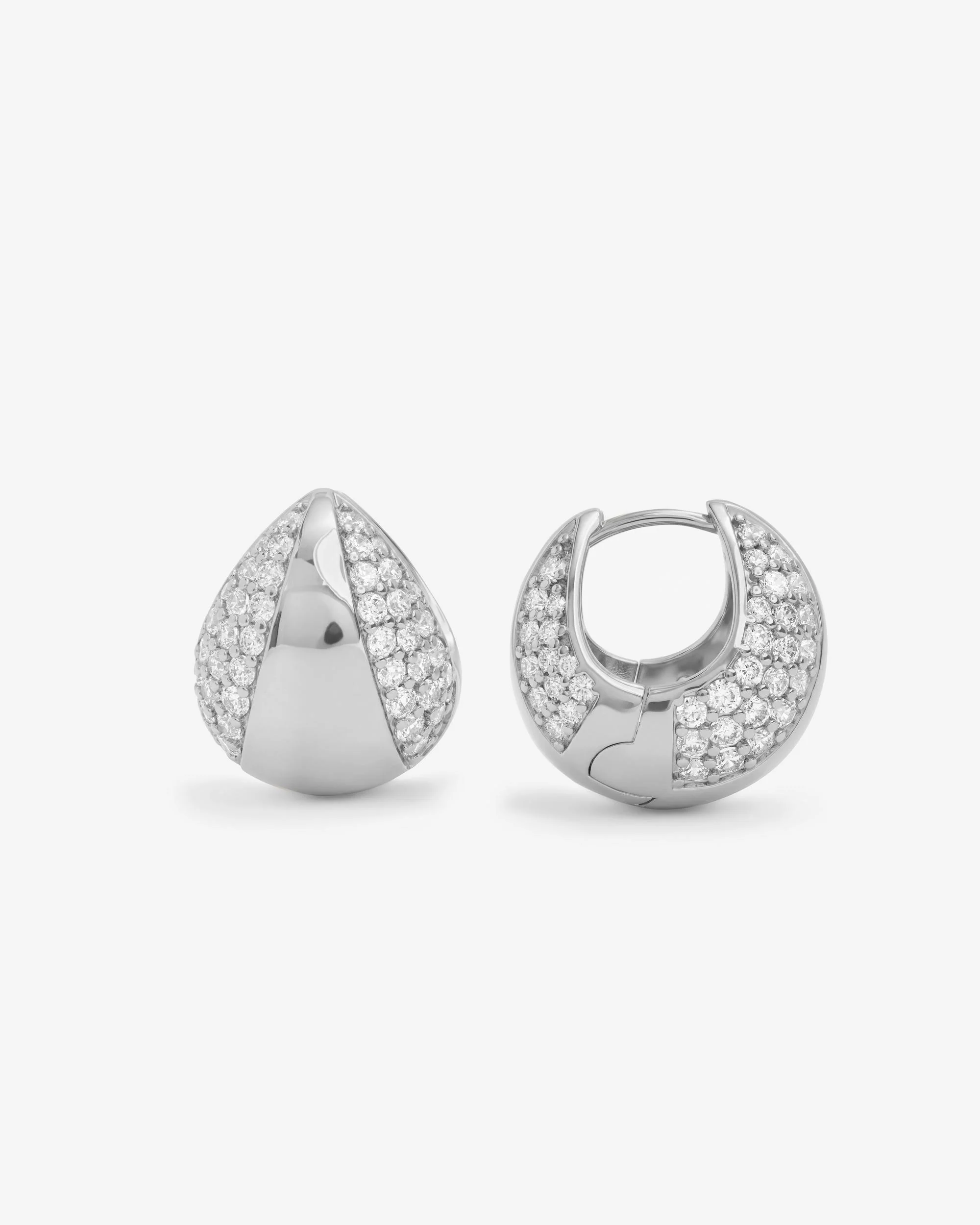 Norah Split Pavé Earrings - Silver|White Diamondettes