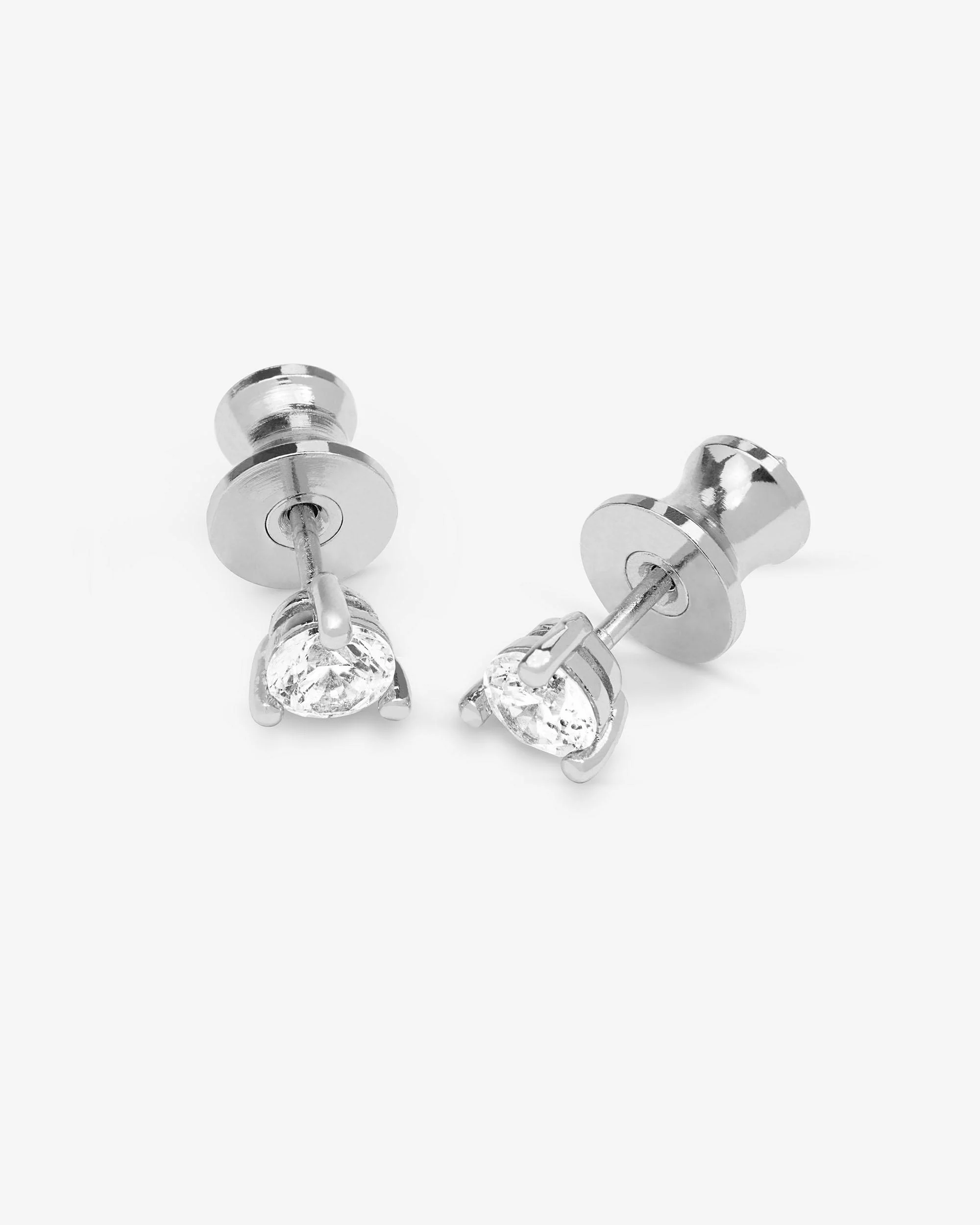 Not Your Basic 4mm Studs - Silver|White Diamondettes - Image 3