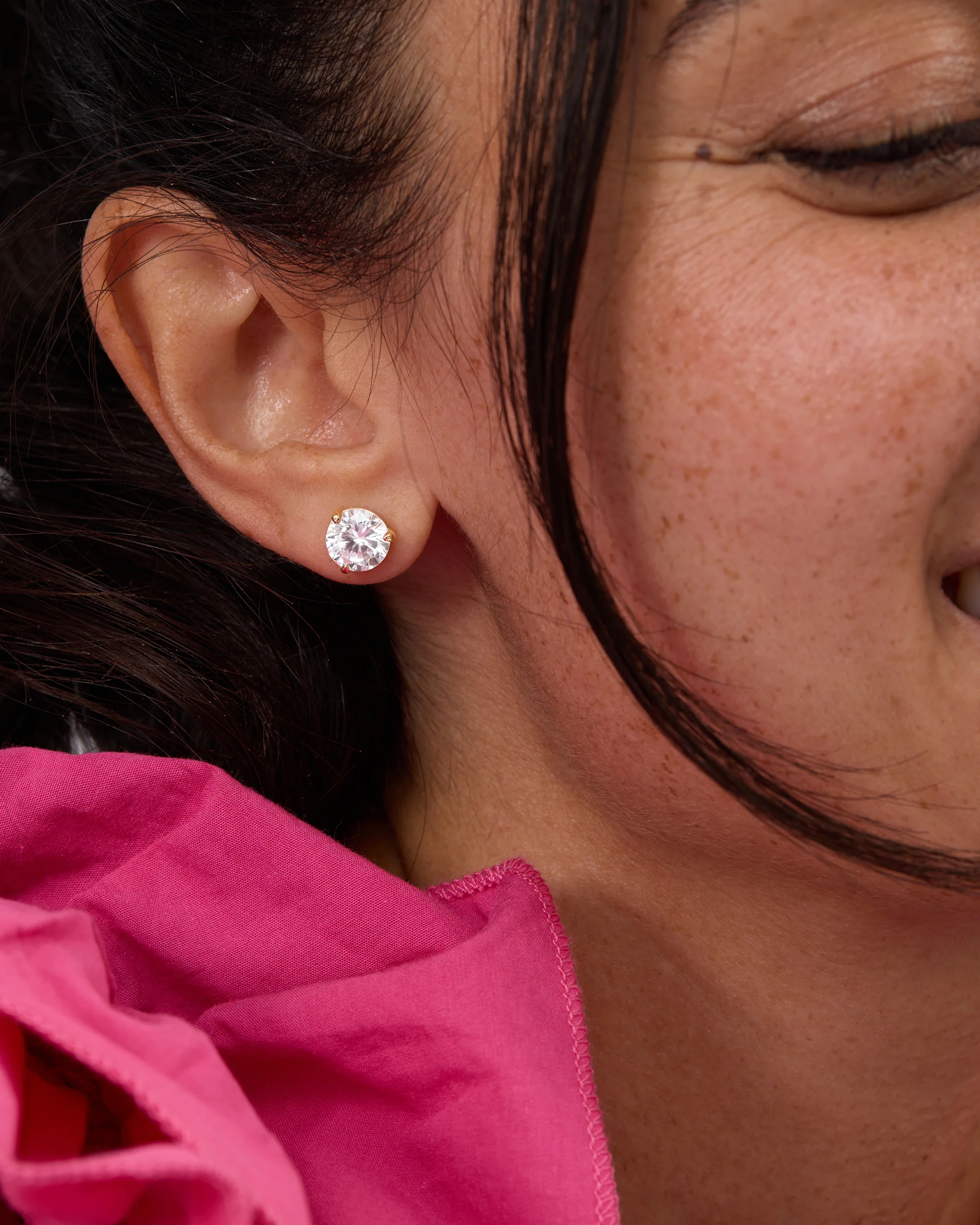 Not Your Basic 8mm Studs - Gold|White Diamondettes - Image 2