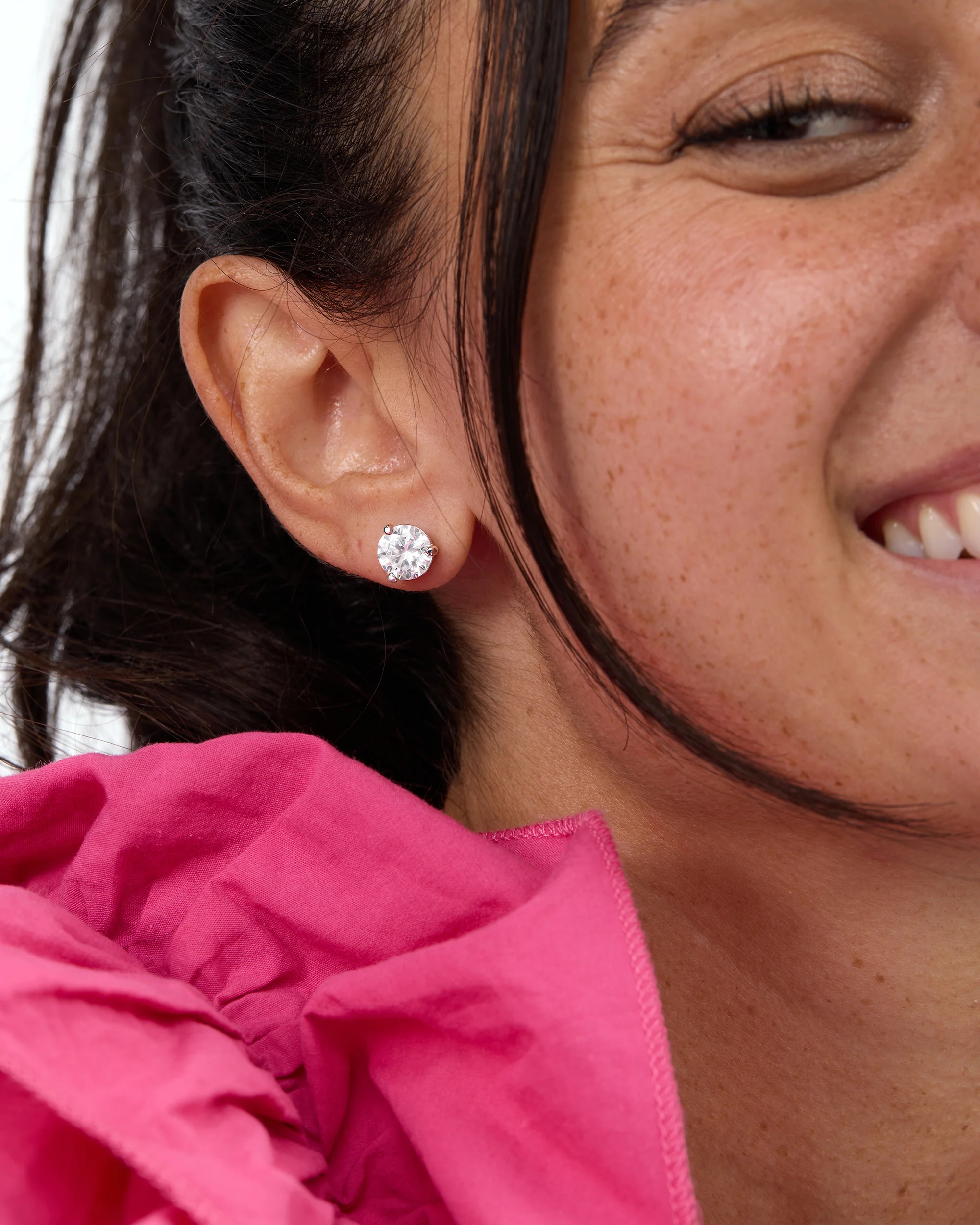 Not Your Basic 8mm Studs - Silver|White Diamondettes - Image 2