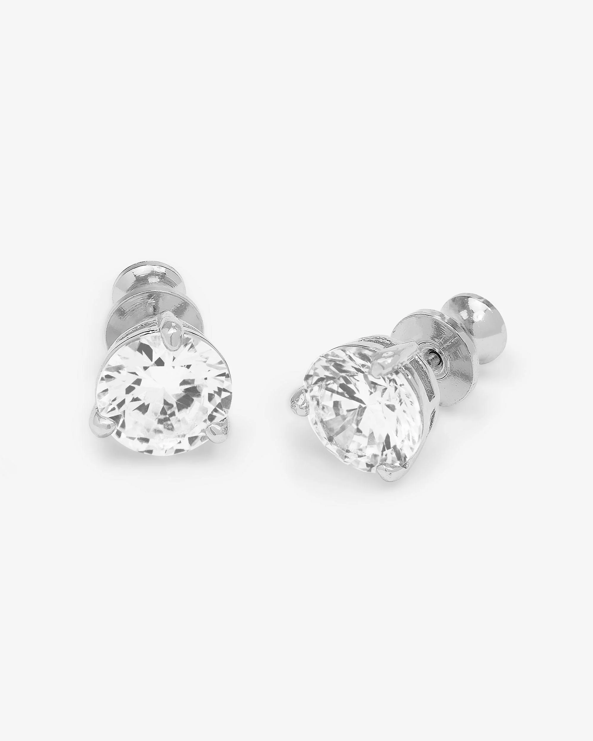 Not Your Basic 8mm Studs - Silver|White Diamondettes - Image 3