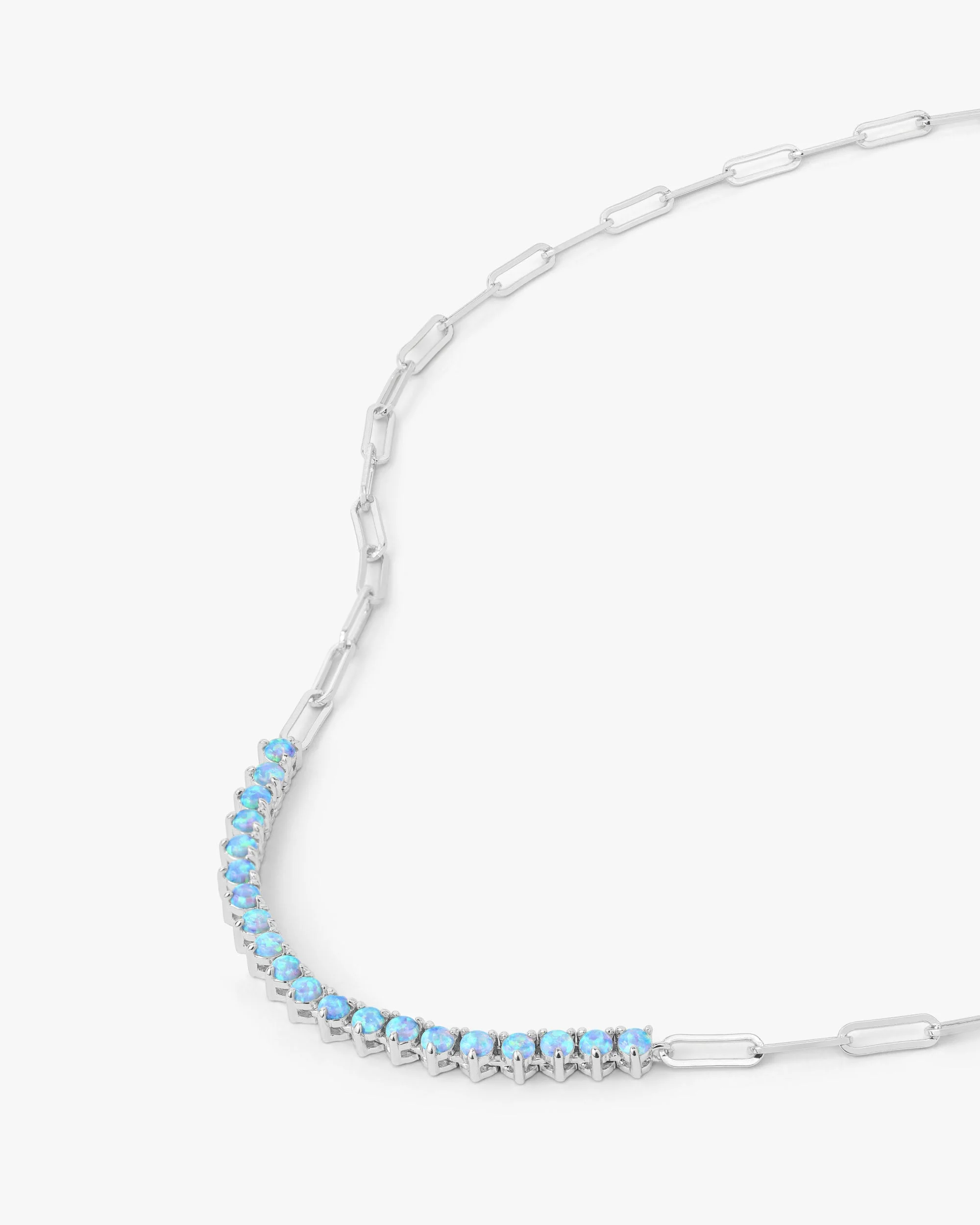 Not Your Basic Samantha Tennis Necklace - Silver|Blue Opal - Image 3