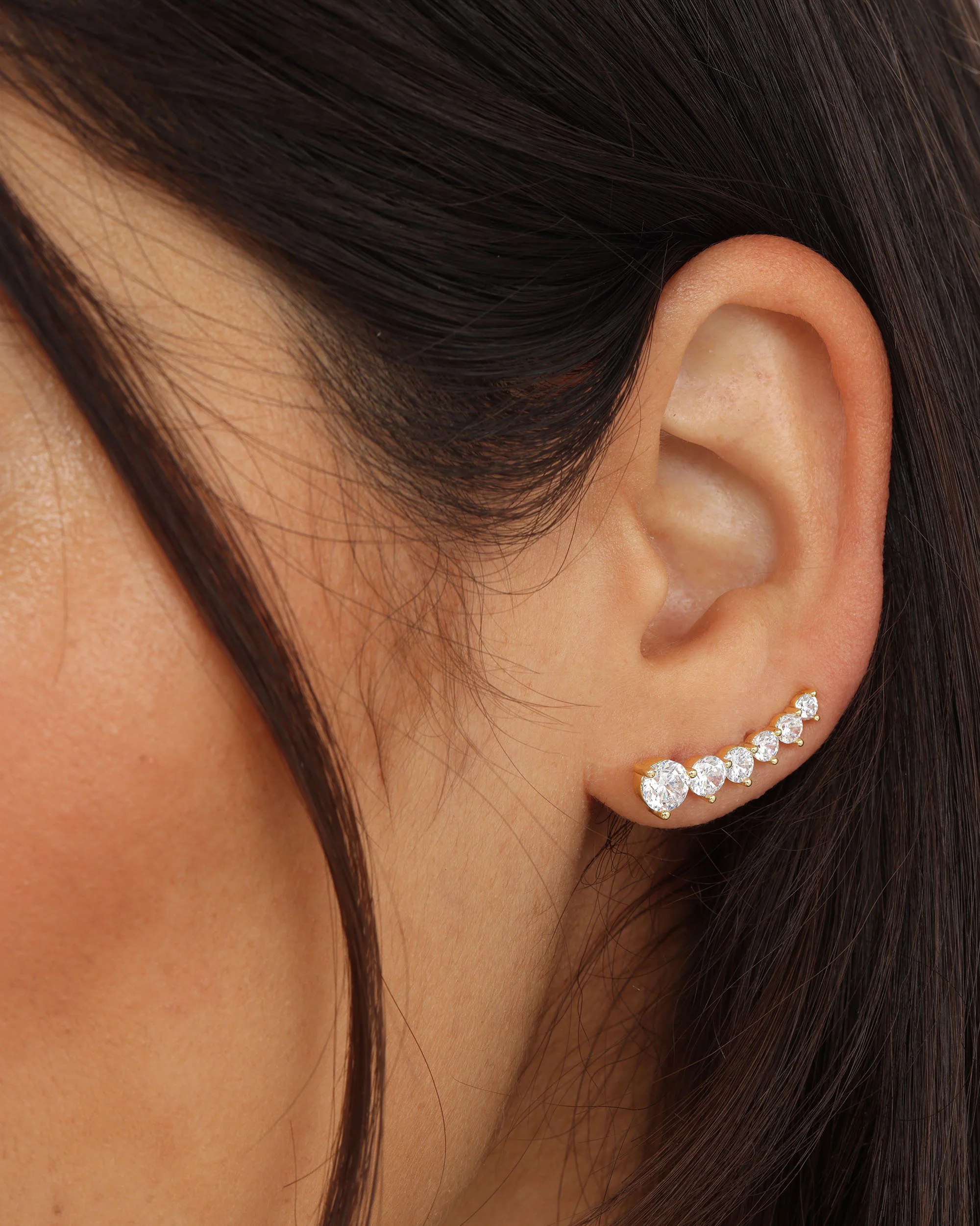 Not Your Basic Ear Crawler - Gold|White Diamondettes - Image 4