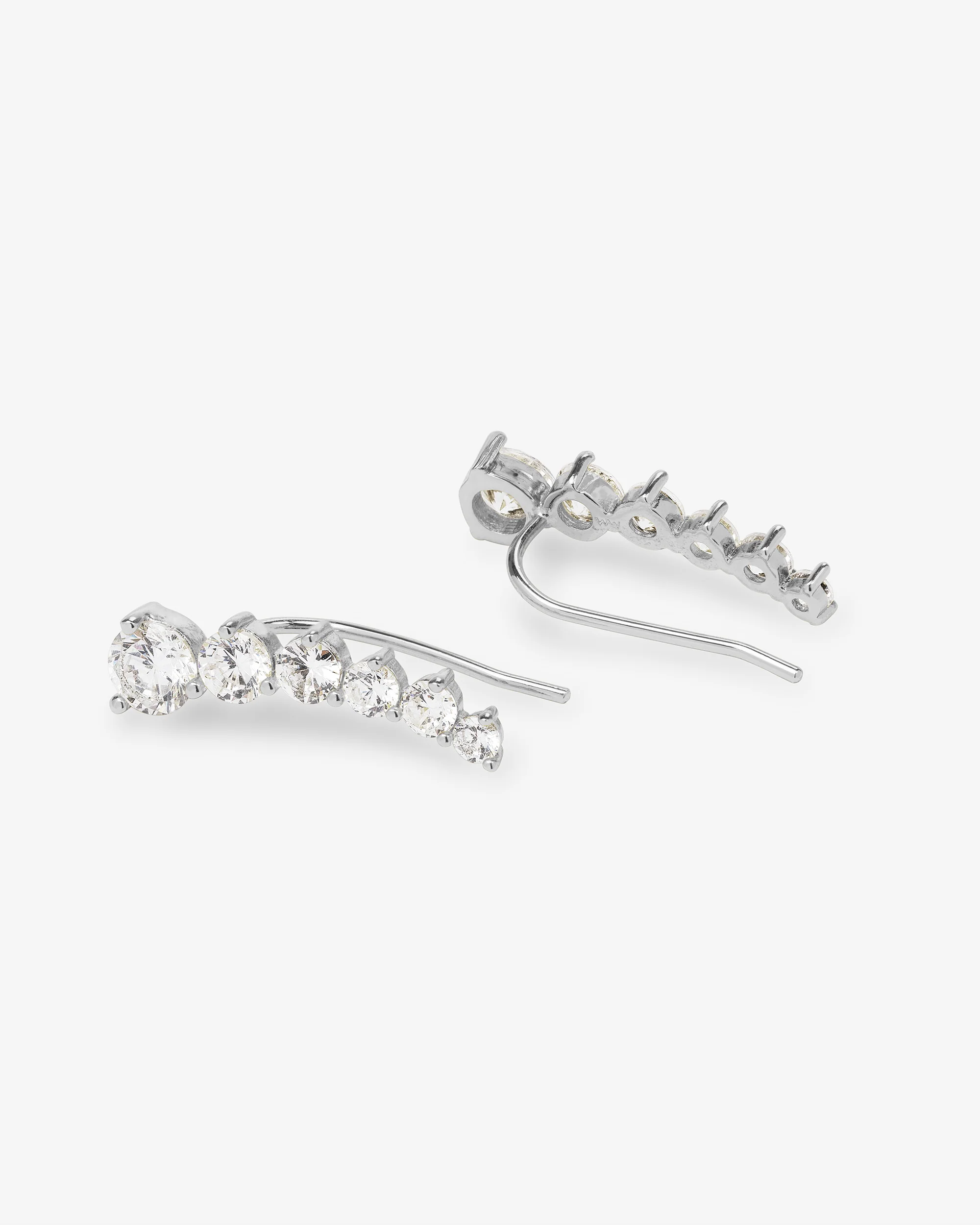 Not Your Basic Ear Crawler - Silver|White Diamondettes - Image 3