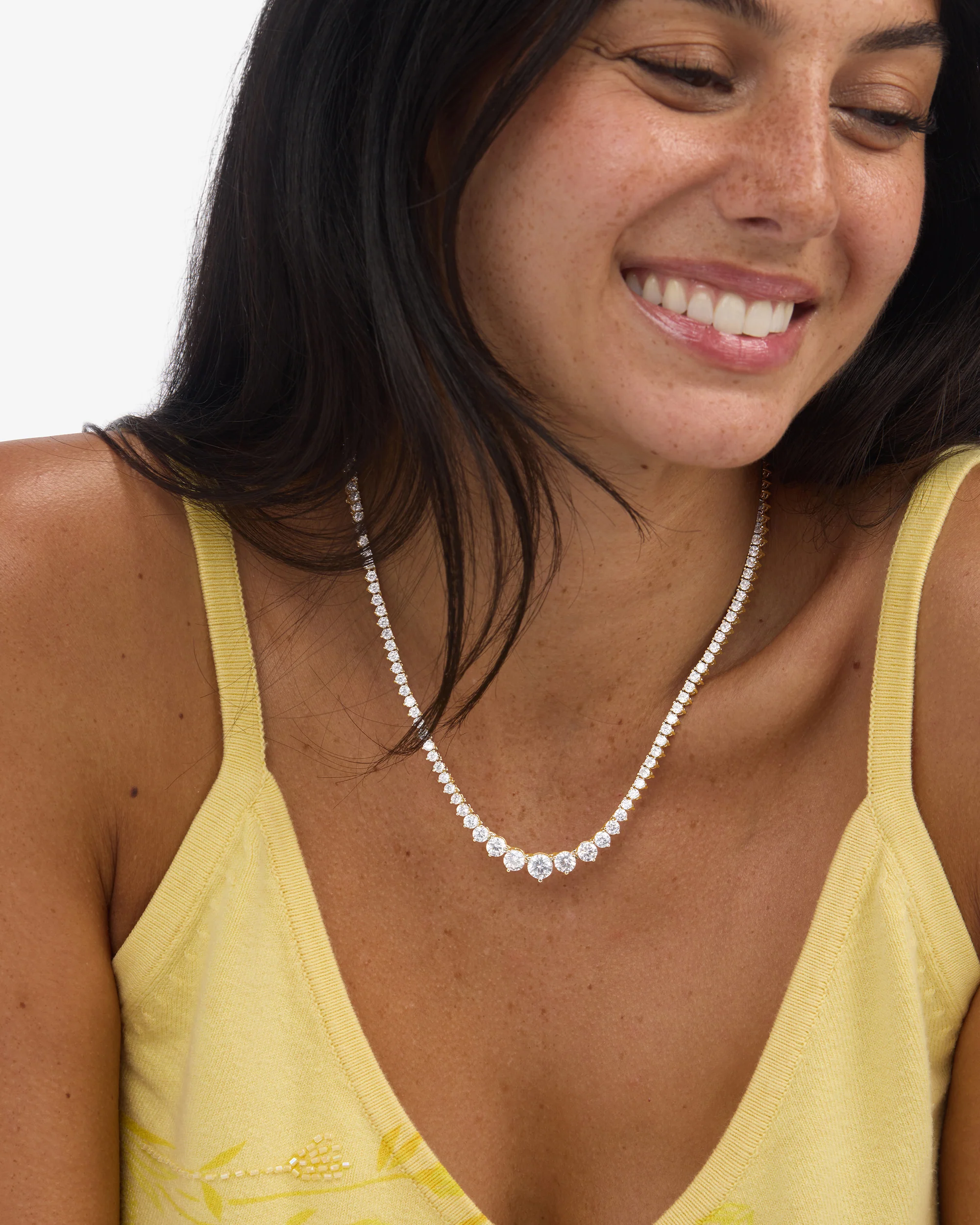 Not Your Basic Graduated Tennis Necklace - Silver|White Diamondettes - Image 3