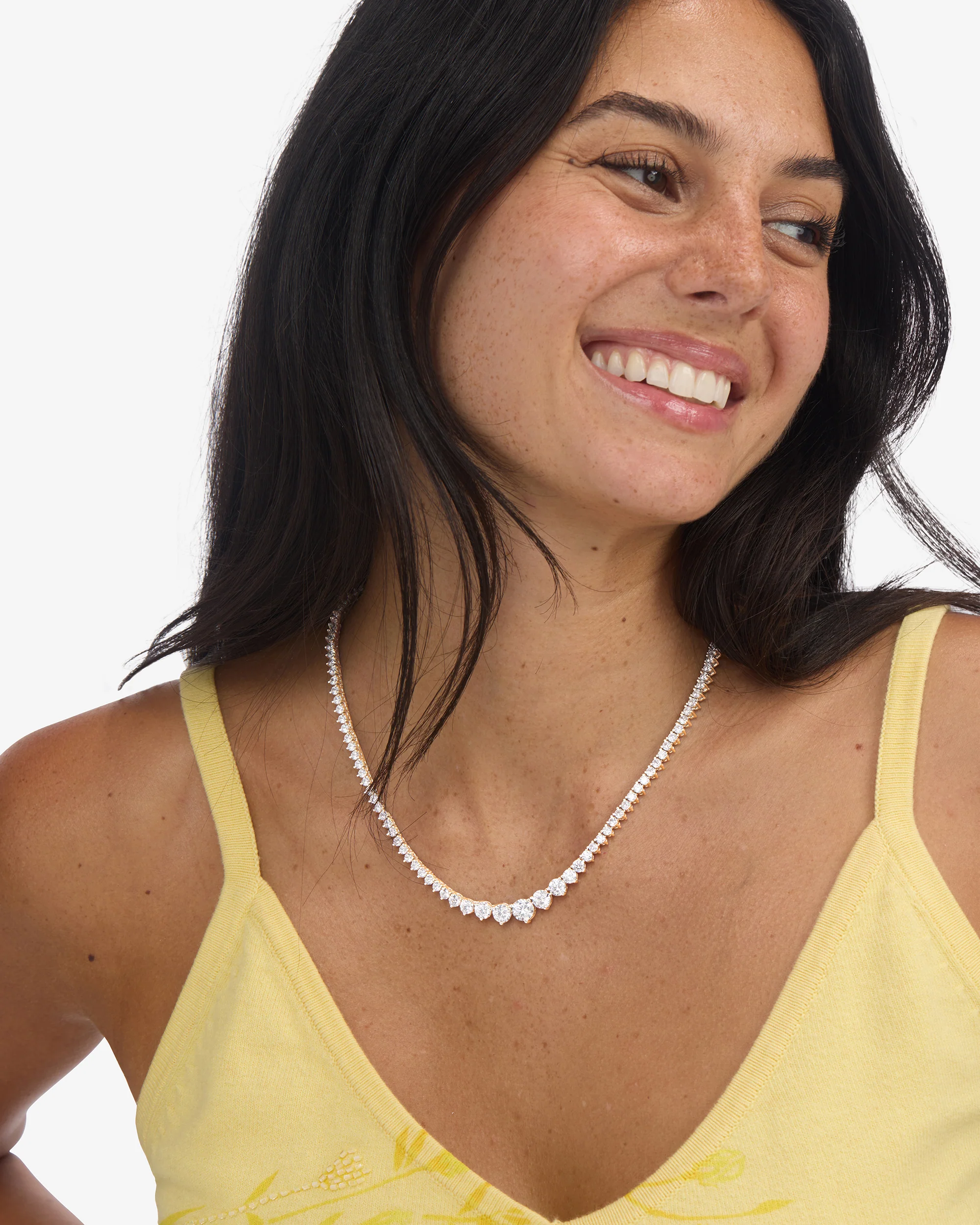 Not Your Basic Graduated Tennis Necklace - Silver|White Diamondettes - Image 6