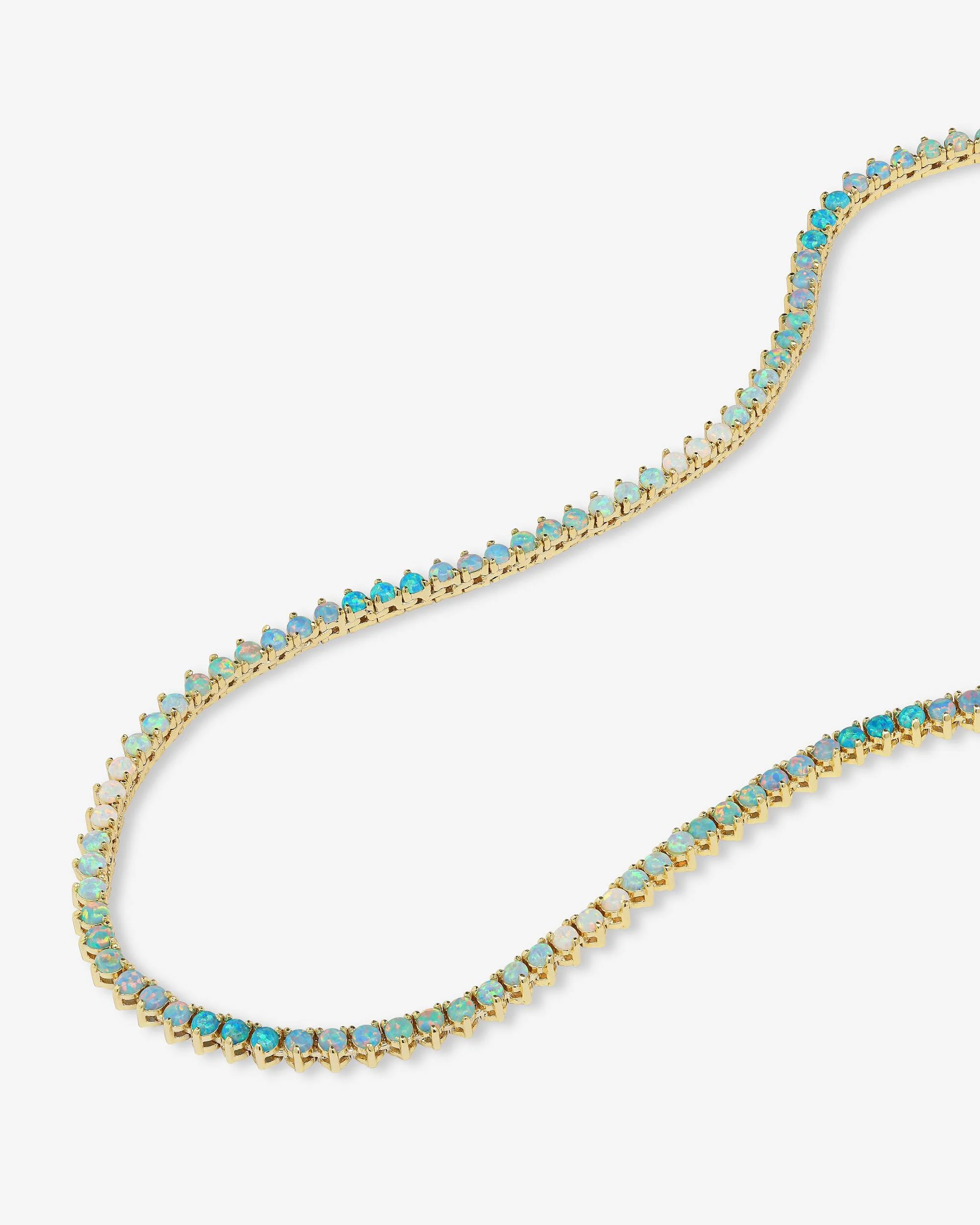Not Your Basic Ombré Tennis Necklace - Gold|Blue Opal Ombré - Image 4
