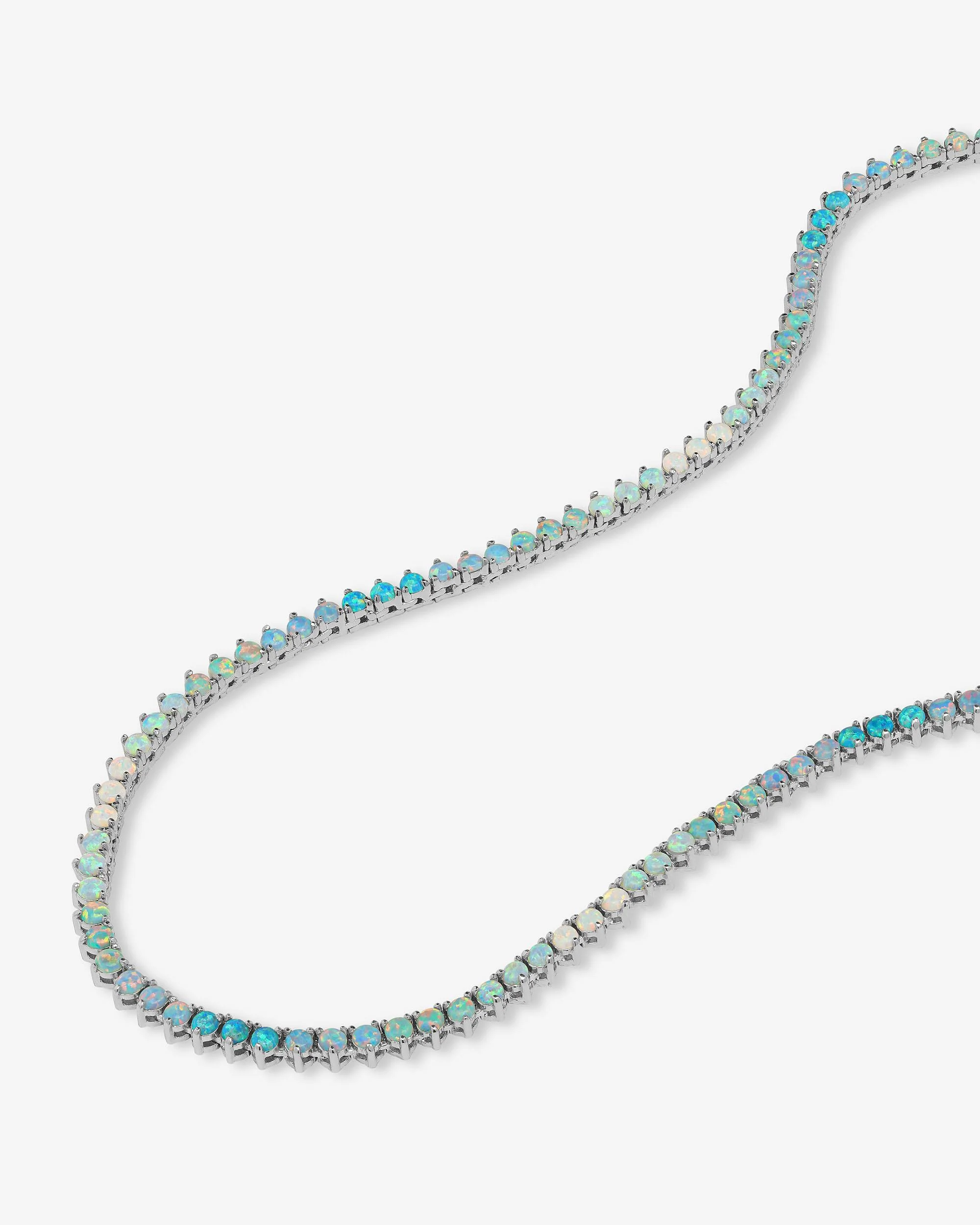 Not Your Basic Ombré Tennis Necklace - Silver|Blue Opal Ombré - Image 4