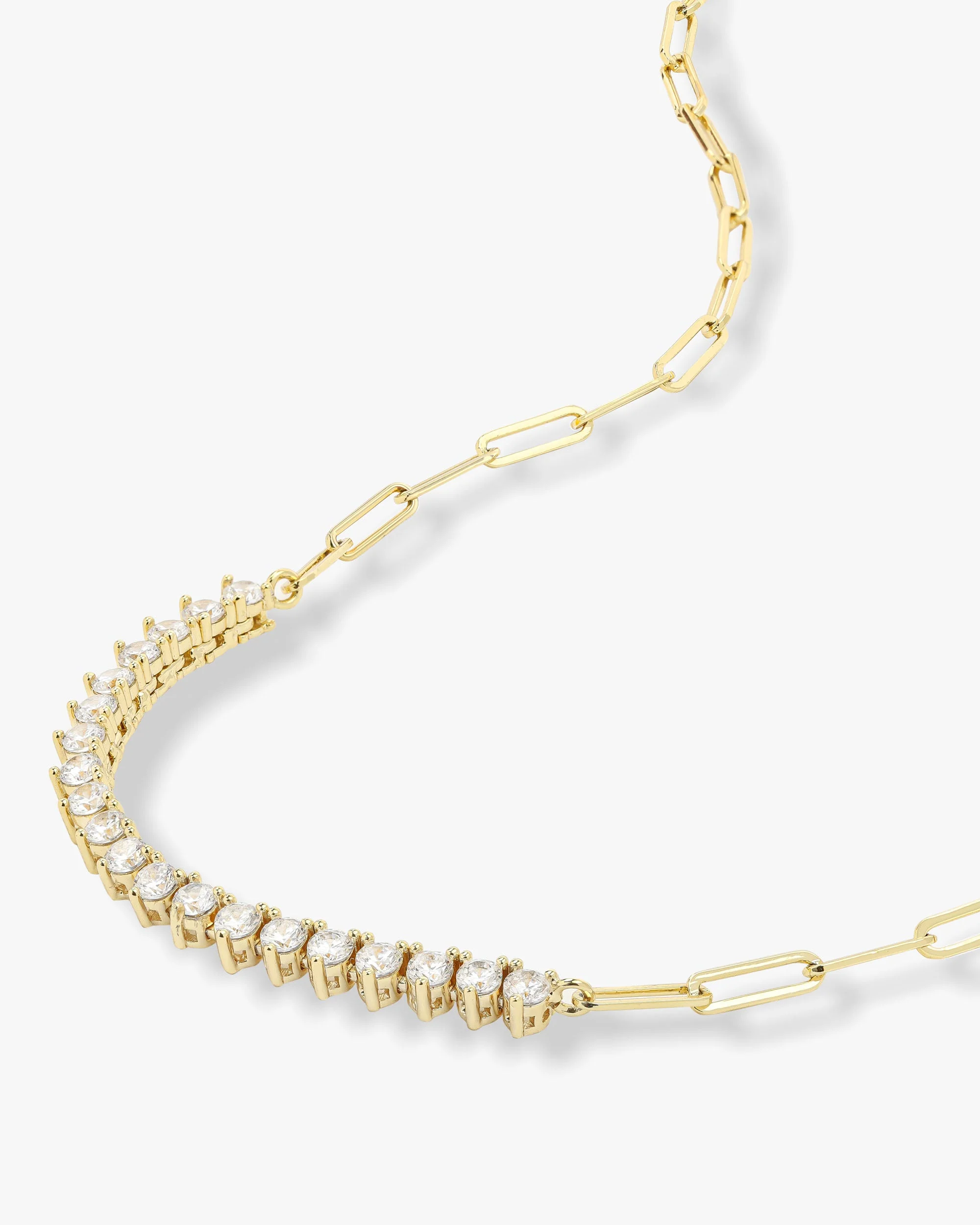 Not Your Basic Samantha Tennis Necklace - Gold|White Diamondettes - Image 3