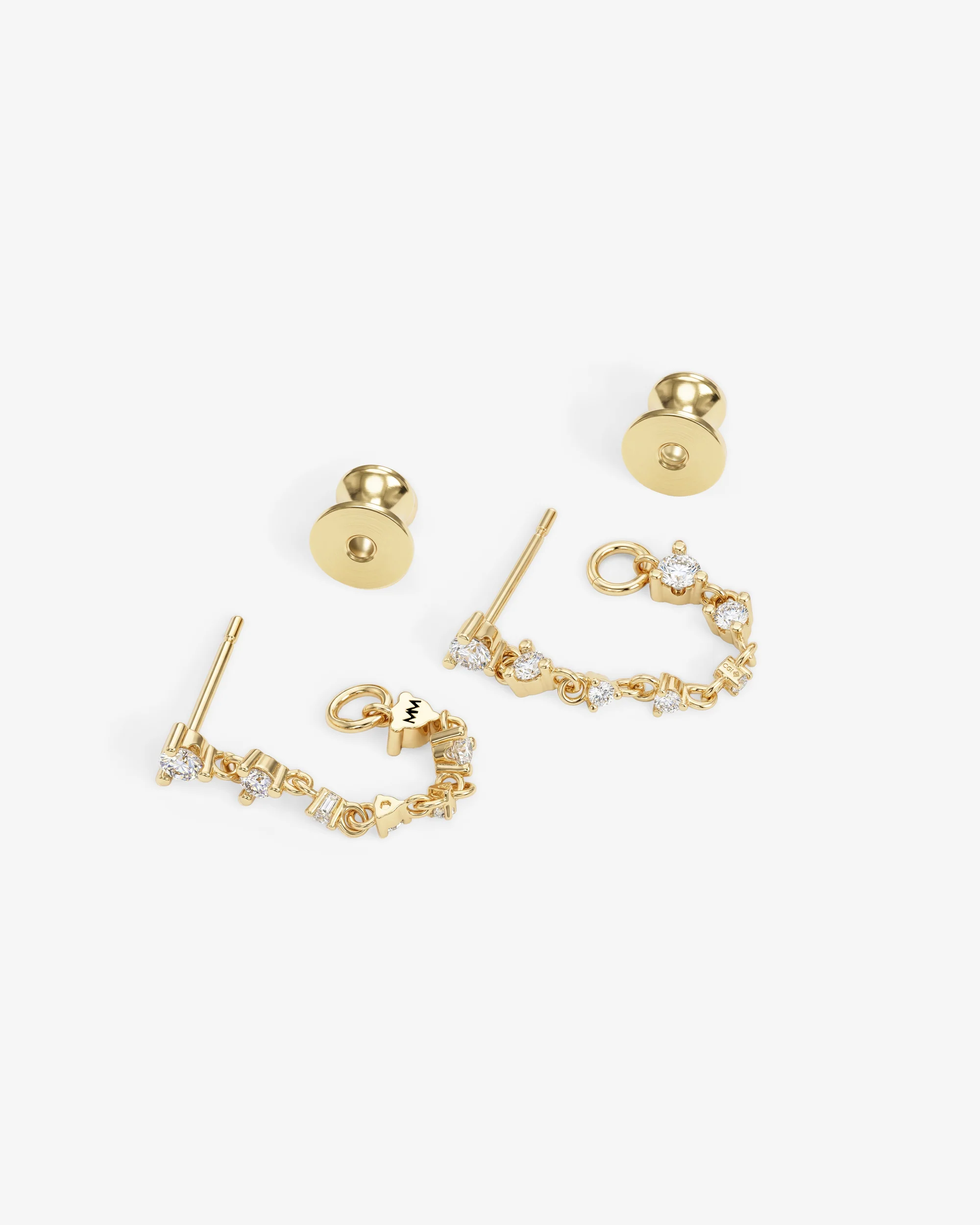 Not Your Basic Soft Hoop Earrings - Gold|White Diamondettes - Image 3