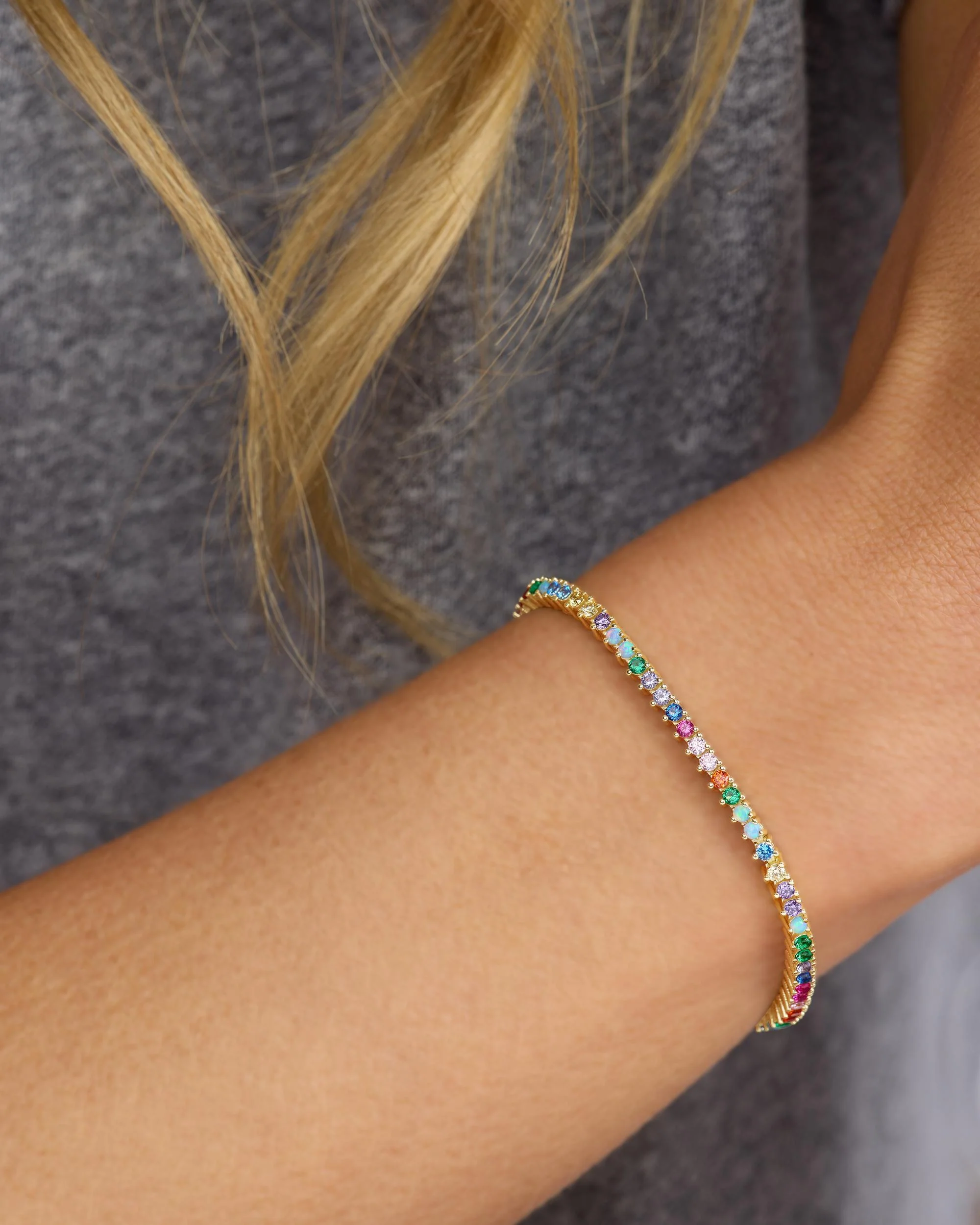 Not Your Basic Tennis Bracelet 2mm - Gold|Multi Stone - Image 4