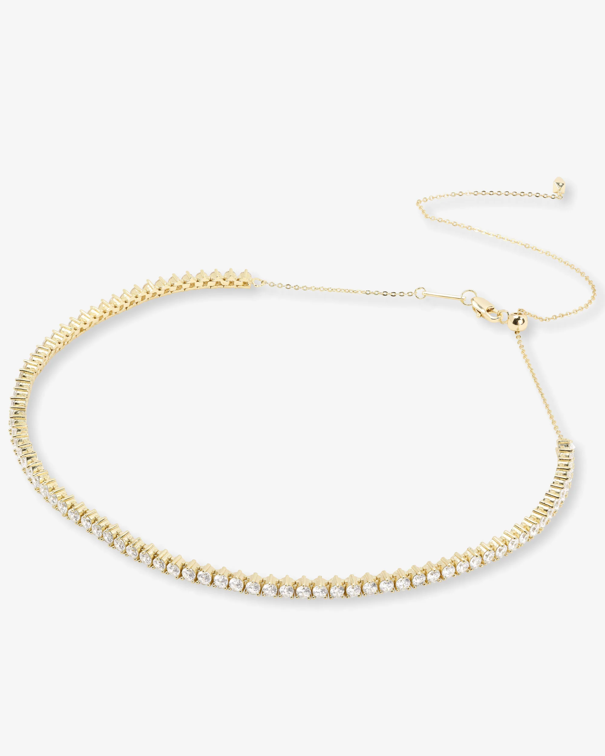 Not Your Basic Tennis Choker 3mm - Gold|White Diamondettes - Image 3