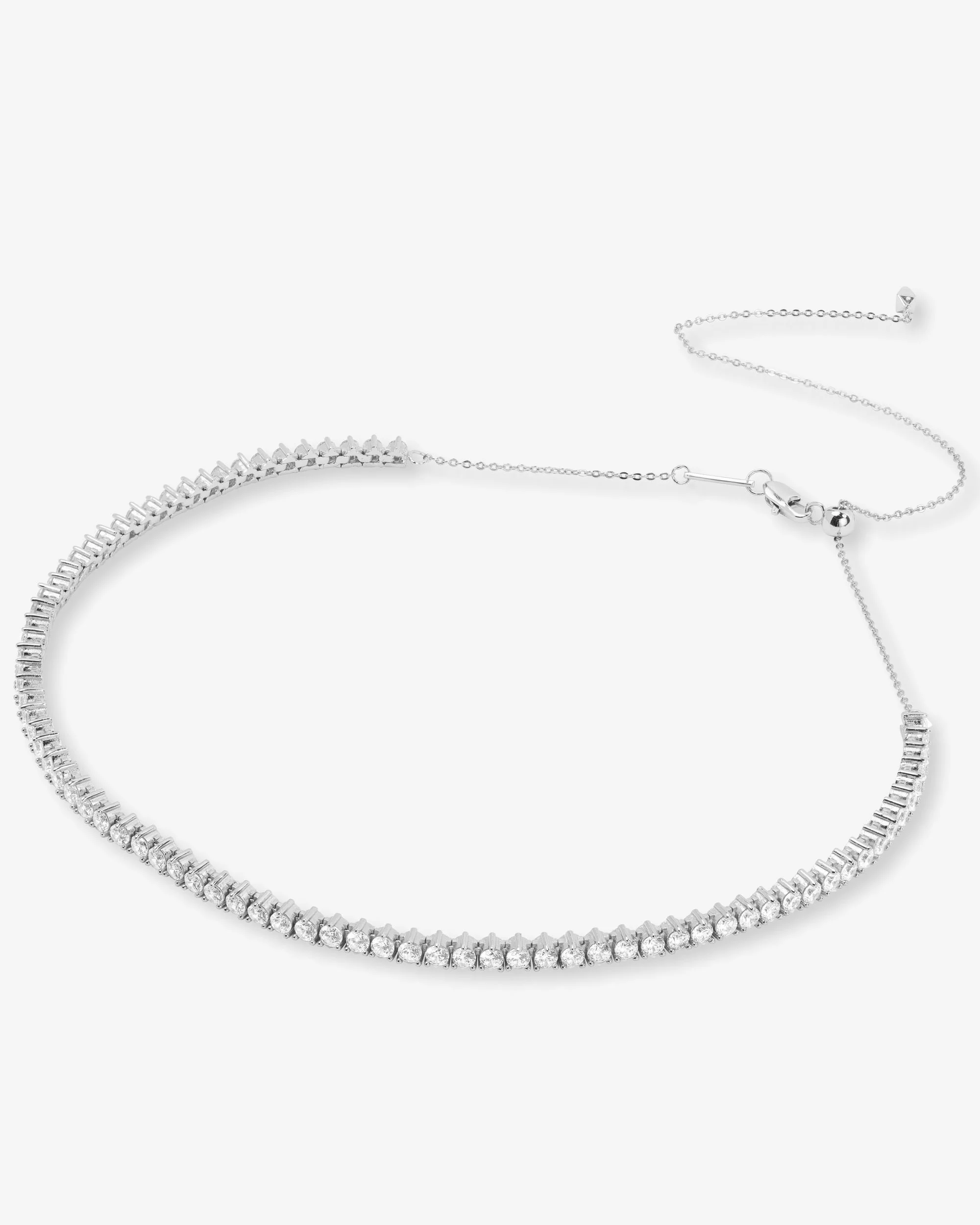 Not Your Basic Tennis Choker 3mm - Silver|White Diamondettes - Image 3