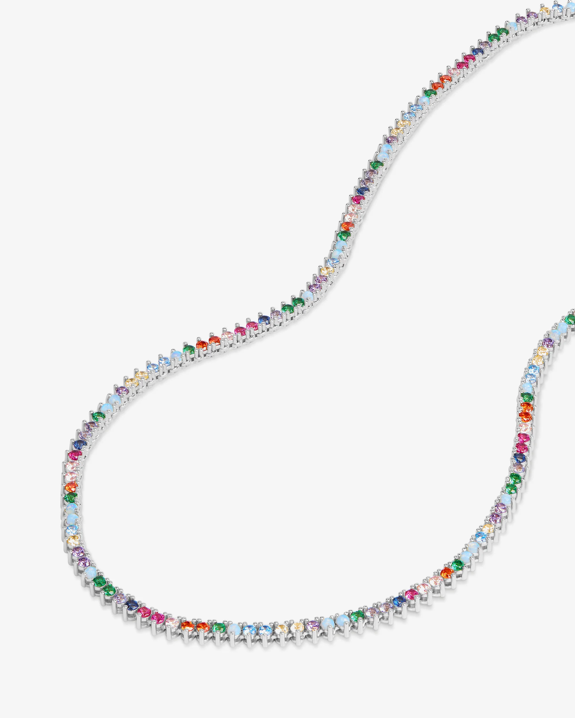 Not Your Basic Tennis Necklace 2mm - Silver|Multi Stone - Image 4