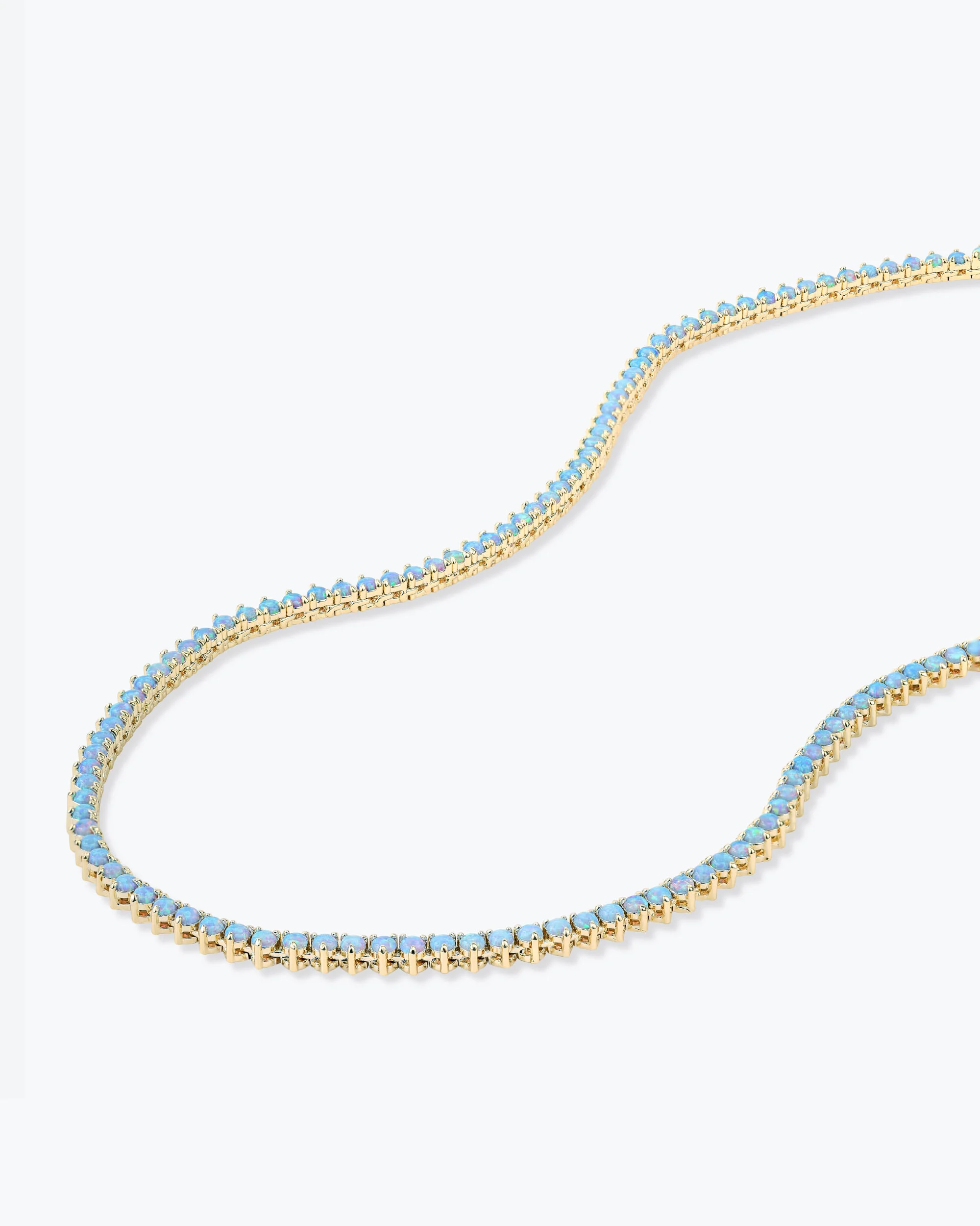 Not Your Basic Tennis Necklace 3mm - Gold|Blue Opal - Image 4