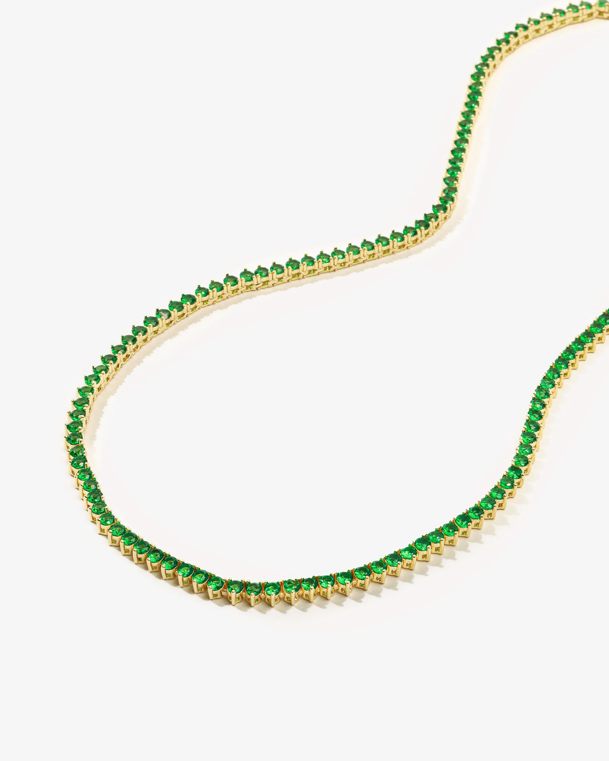 Not Your Basic Tennis Necklace 3mm - Gold|Emerald - Image 3