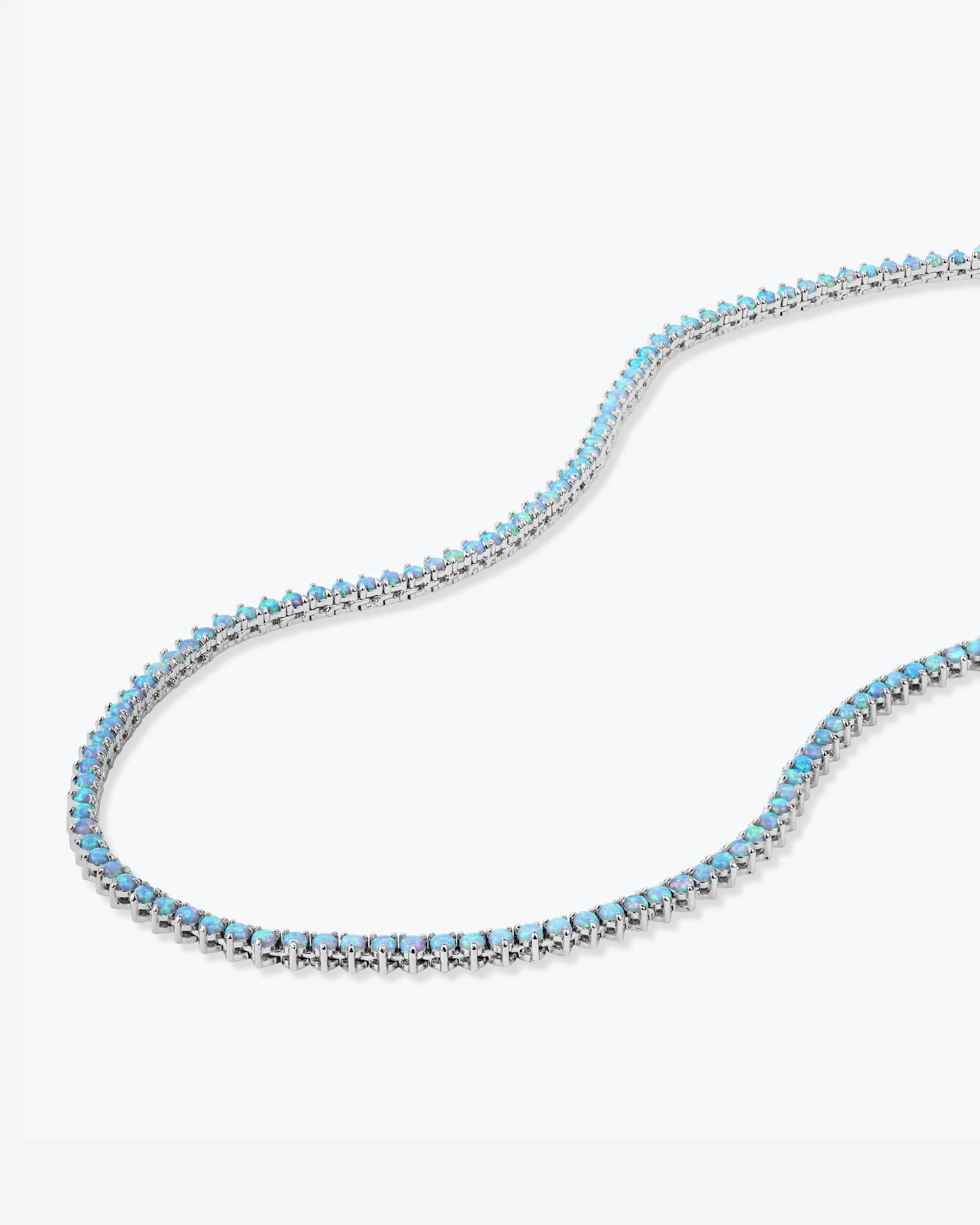 Not Your Basic Tennis Necklace 3mm - Silver|Blue Opal - Image 4