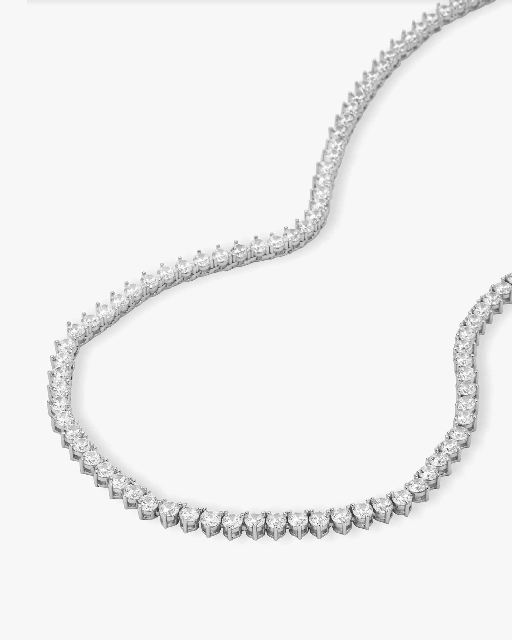 Not Your Basic Tennis Necklace 4mm - Silver|White Diamondettes - Image 4