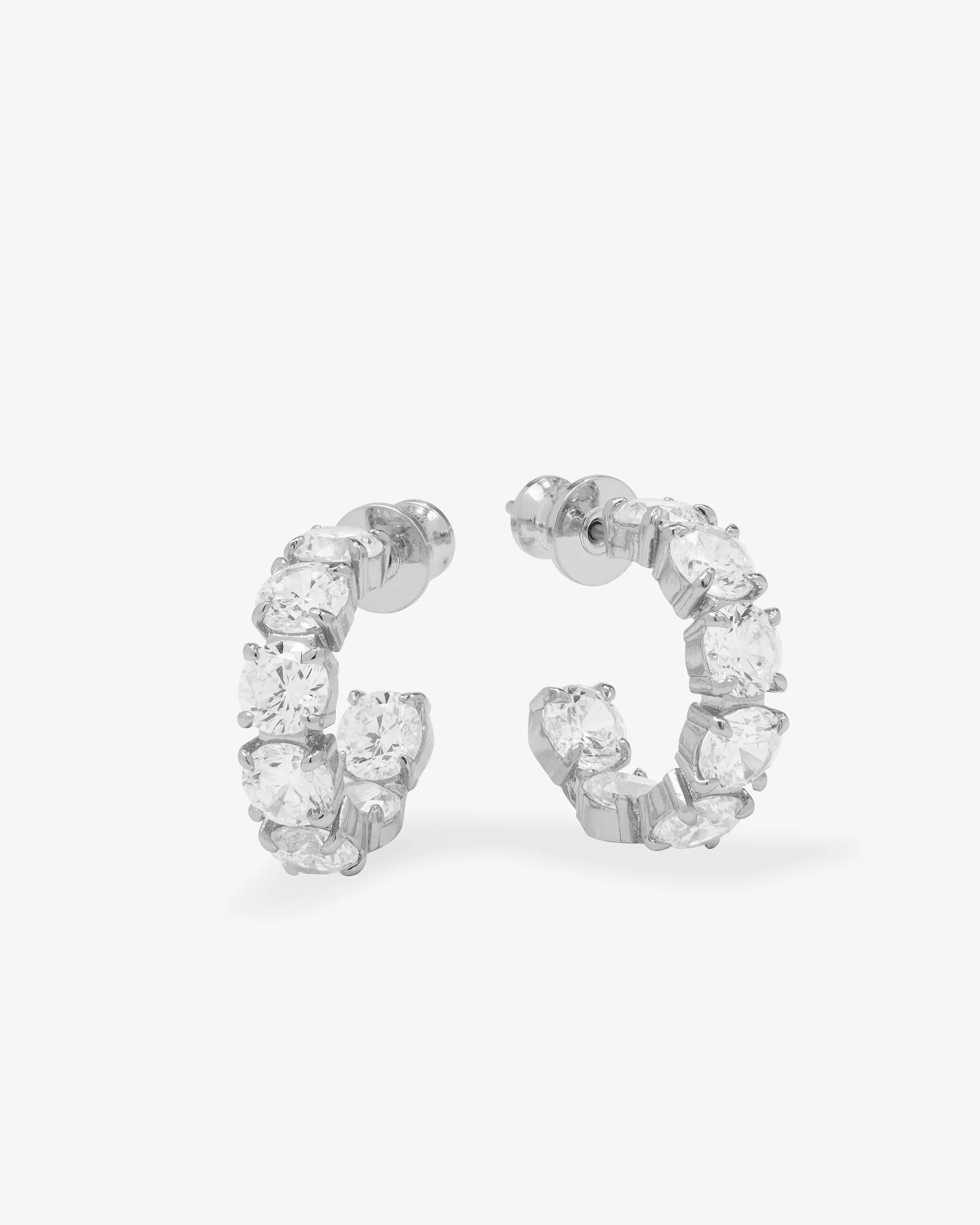 "Oh She Fancy" Hoops .75" - Silver|White Diamondettes