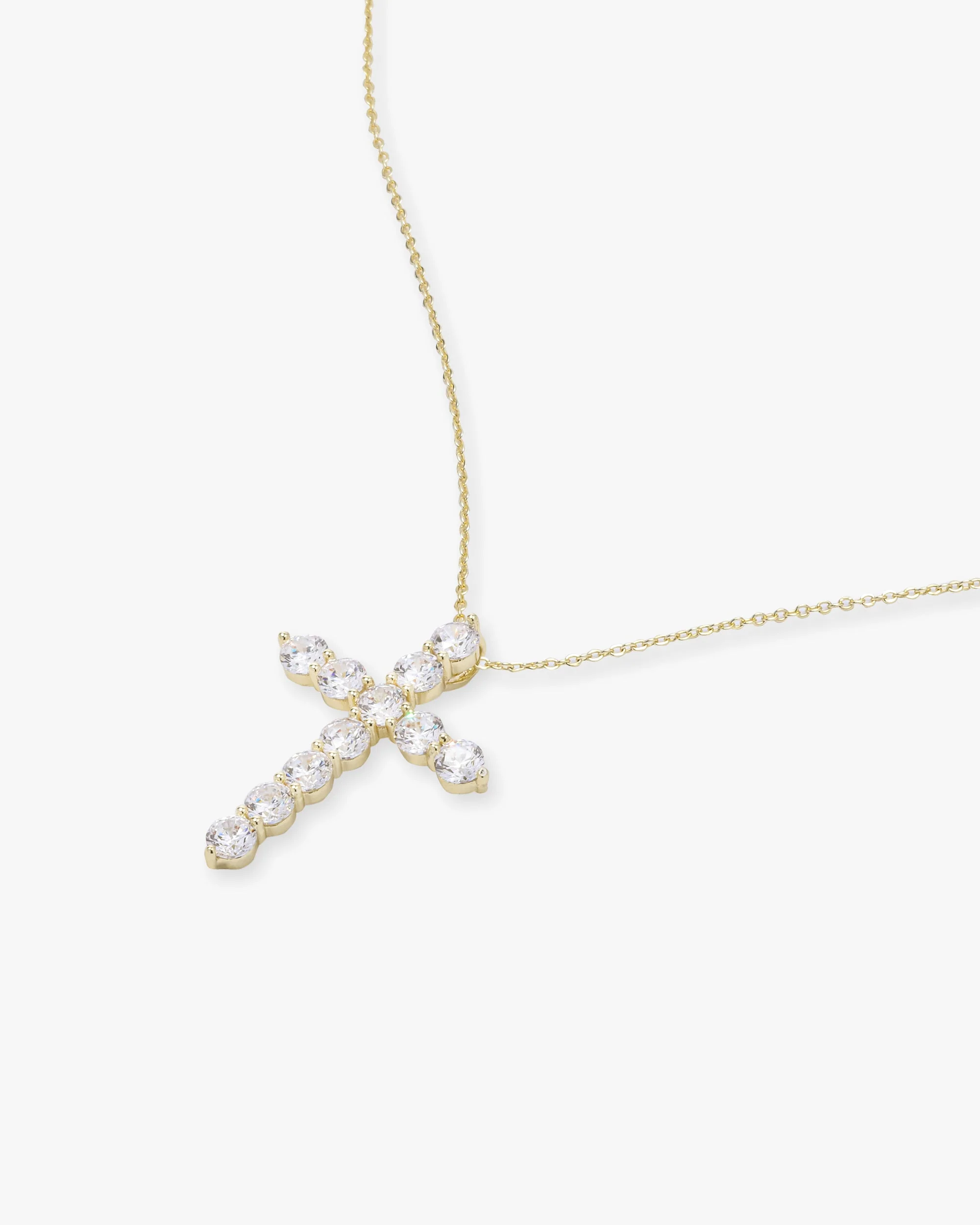"Oh She Fancy" Cross Pendant - Gold|White Diamondettes - Image 3