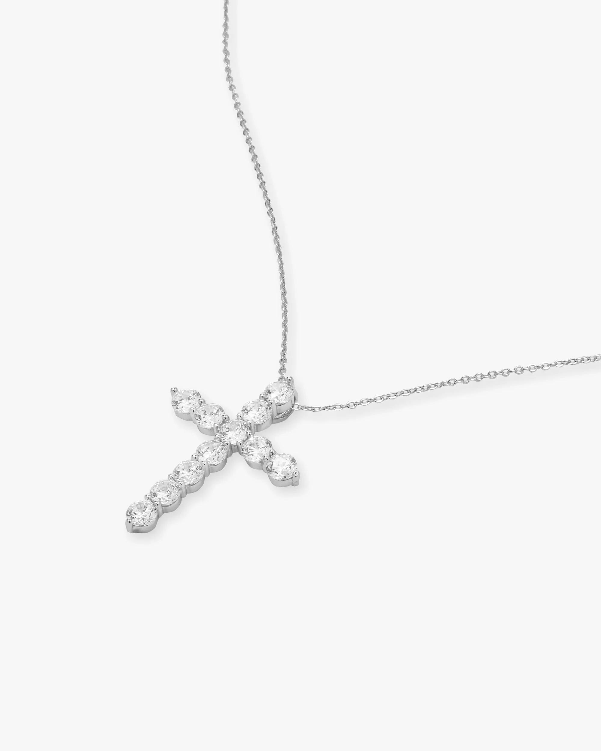 "Oh She Fancy" Cross Pendant - Silver|White Diamondettes - Image 3