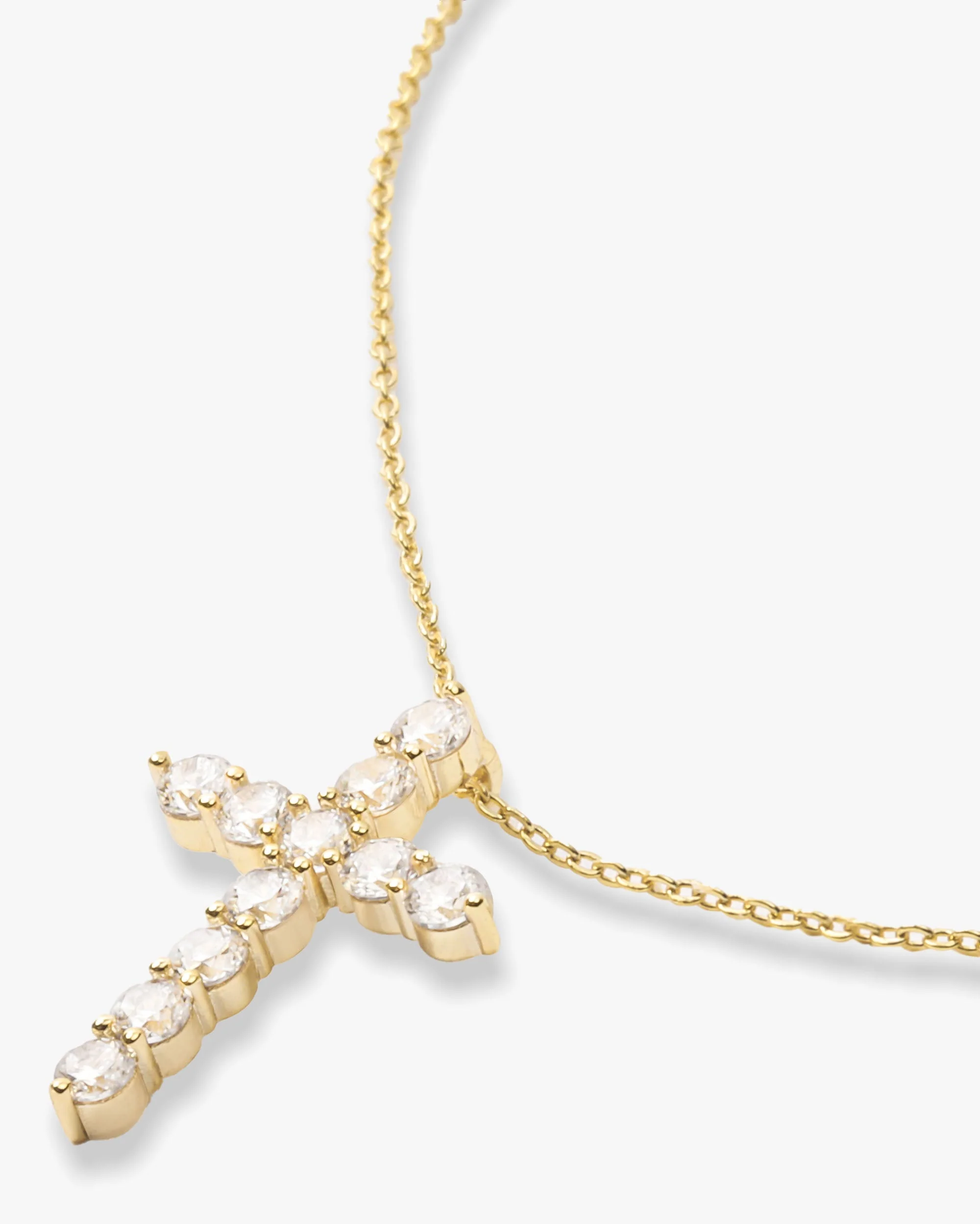"Oh She Fancy" Small Cross Pendant - Gold|White Diamondettes - Image 3