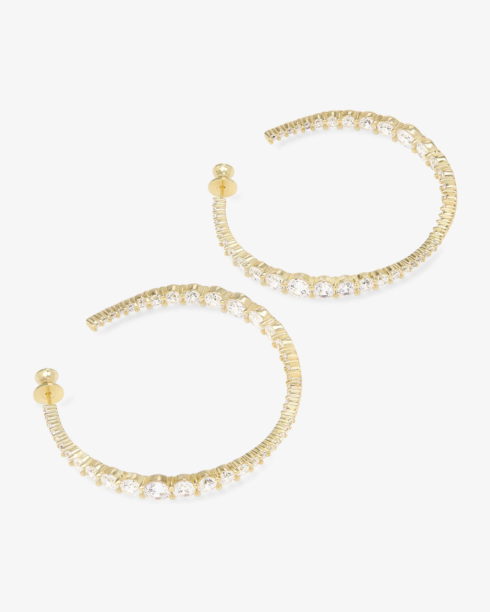 "Oh She Fancy" Graduated Hoops 2" - Gold|White Diamondettes - Image 3