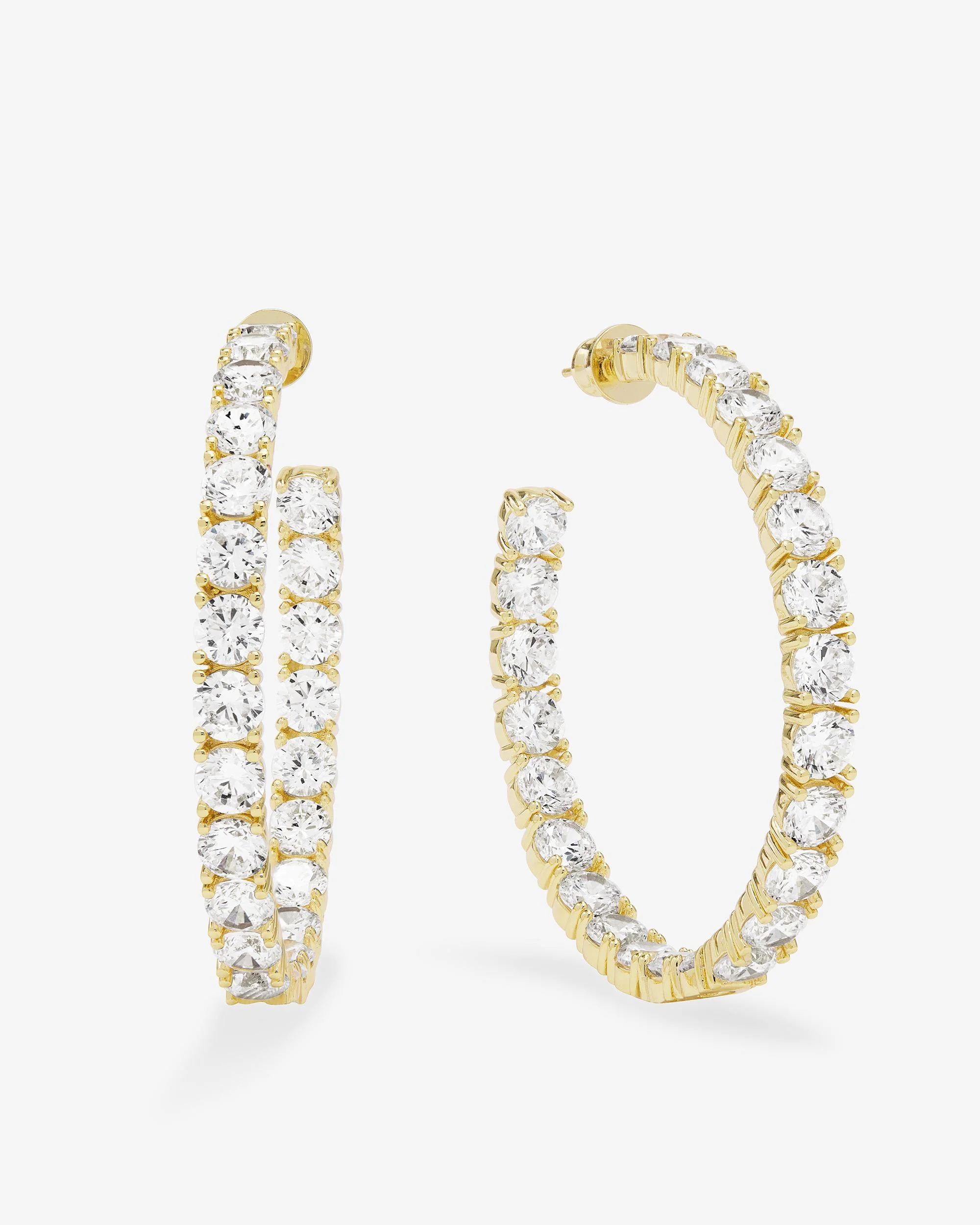 "Oh She Fancy" Hoops 2" - Gold|White Diamondettes