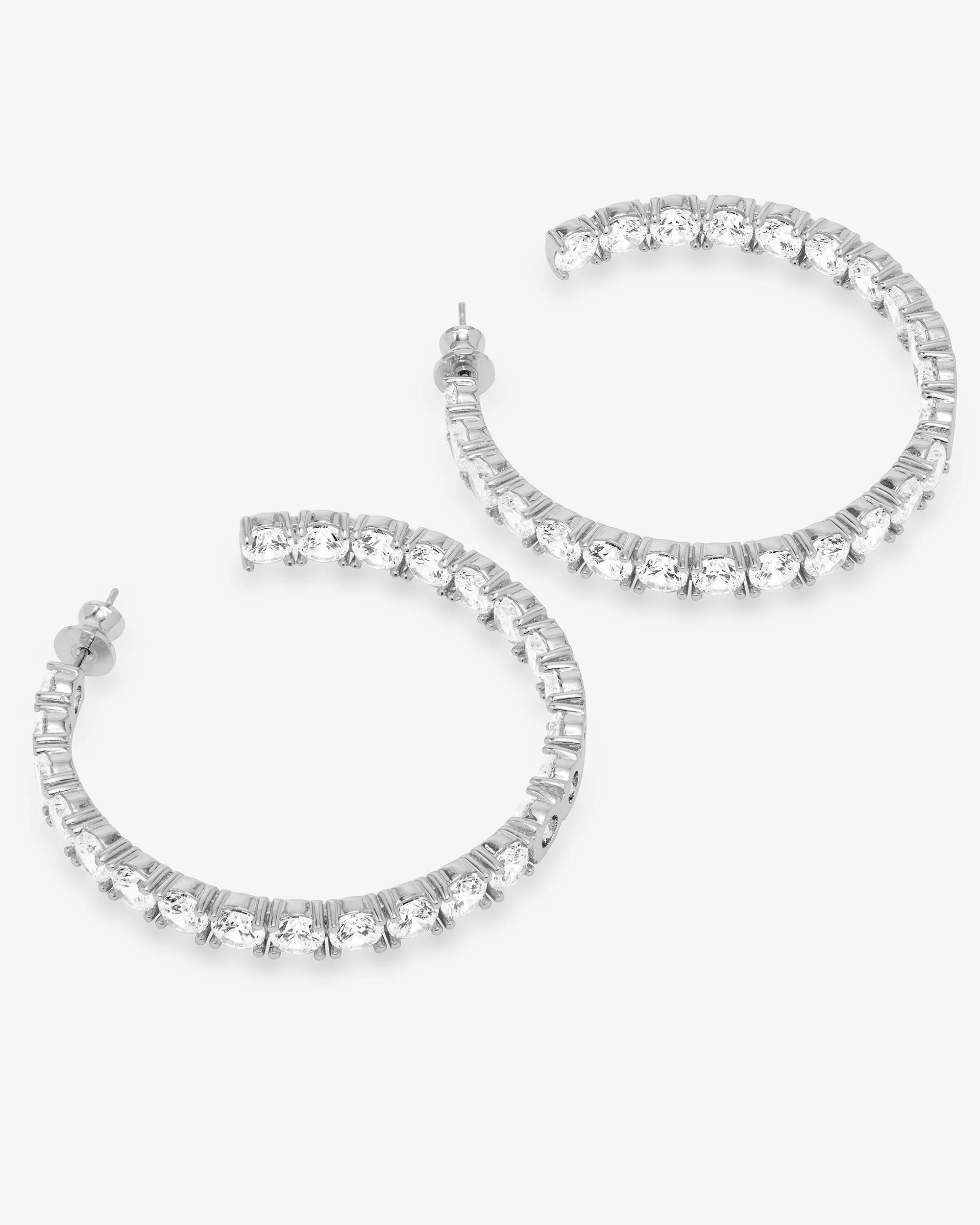"Oh She Fancy" Hoops 2" - Silver|White Diamondettes - Image 3