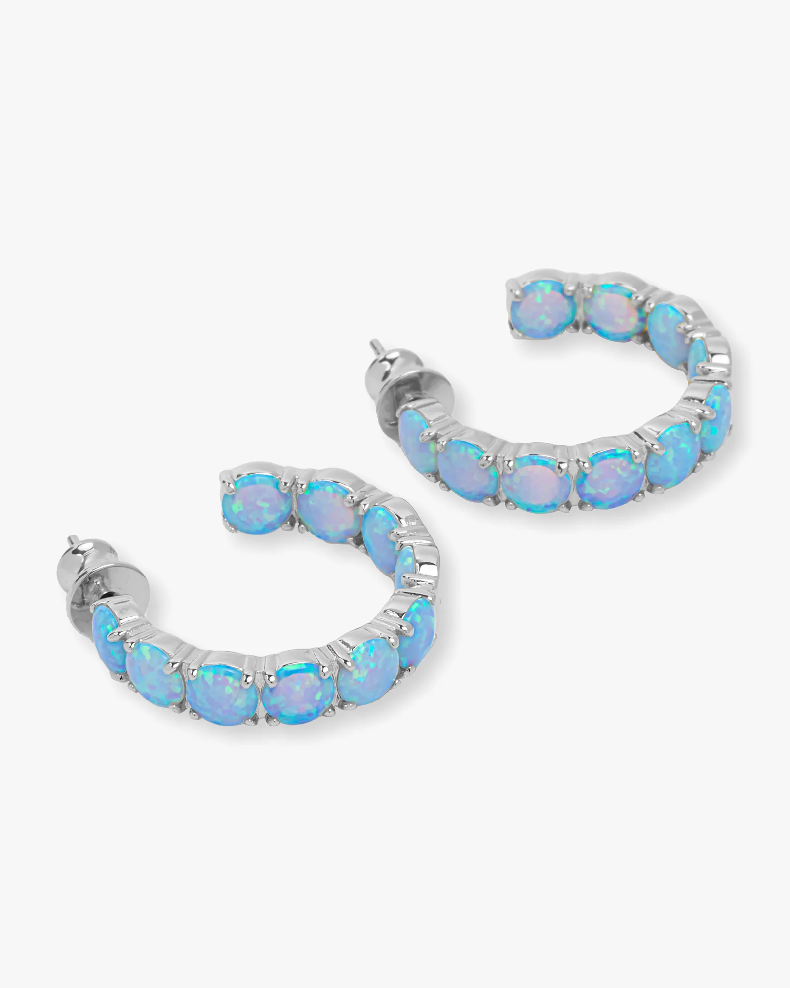 "Oh She Fancy" Hoops 1" - Silver|Blue Opal - Image 3