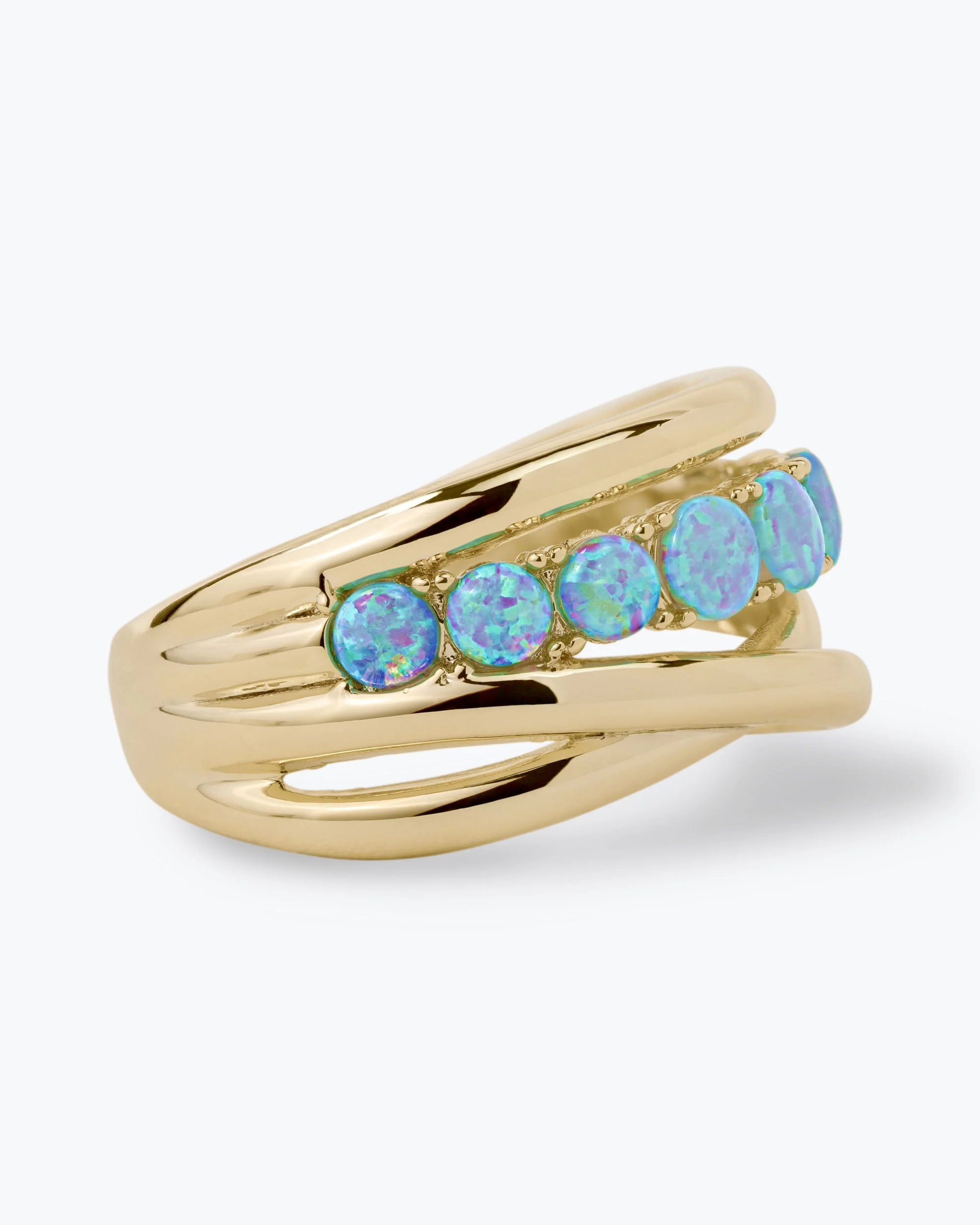 "Oh She Fancy" Stacked Blue Opal Ring - Gold|Blue Opal - Image 3