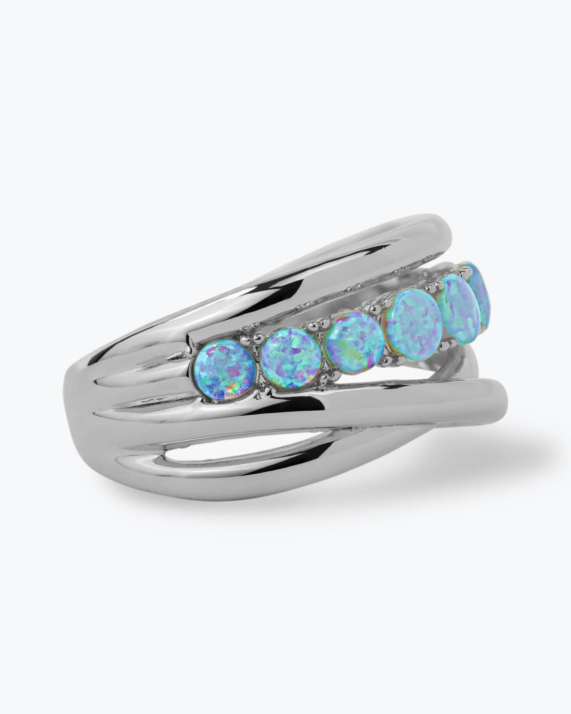 "Oh She Fancy" Stacked Blue Opal Ring - Silver|Blue Opal - Image 3