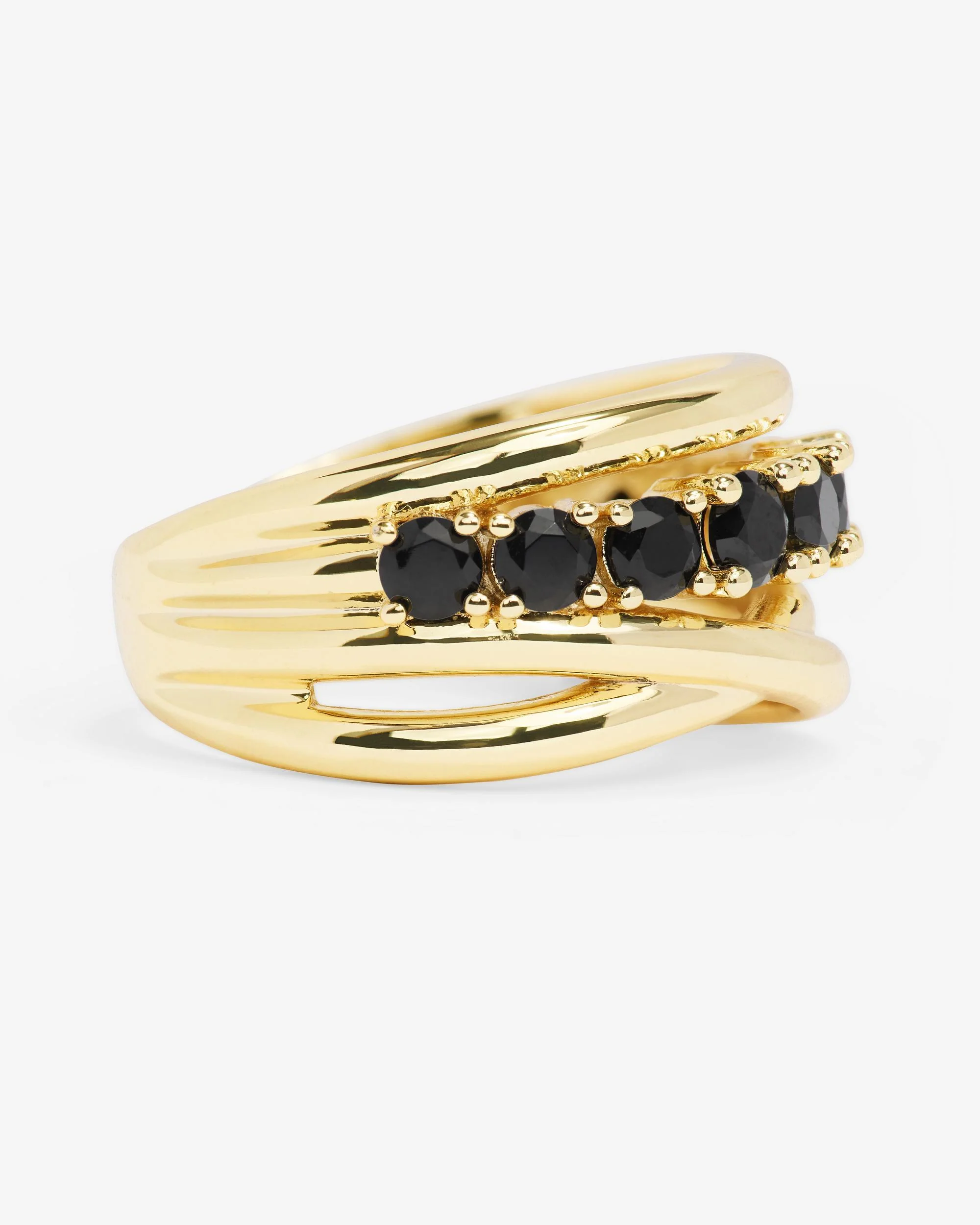"Oh She Fancy" Stacked Diamond Ring - Gold|Black Diamondettes - Image 3