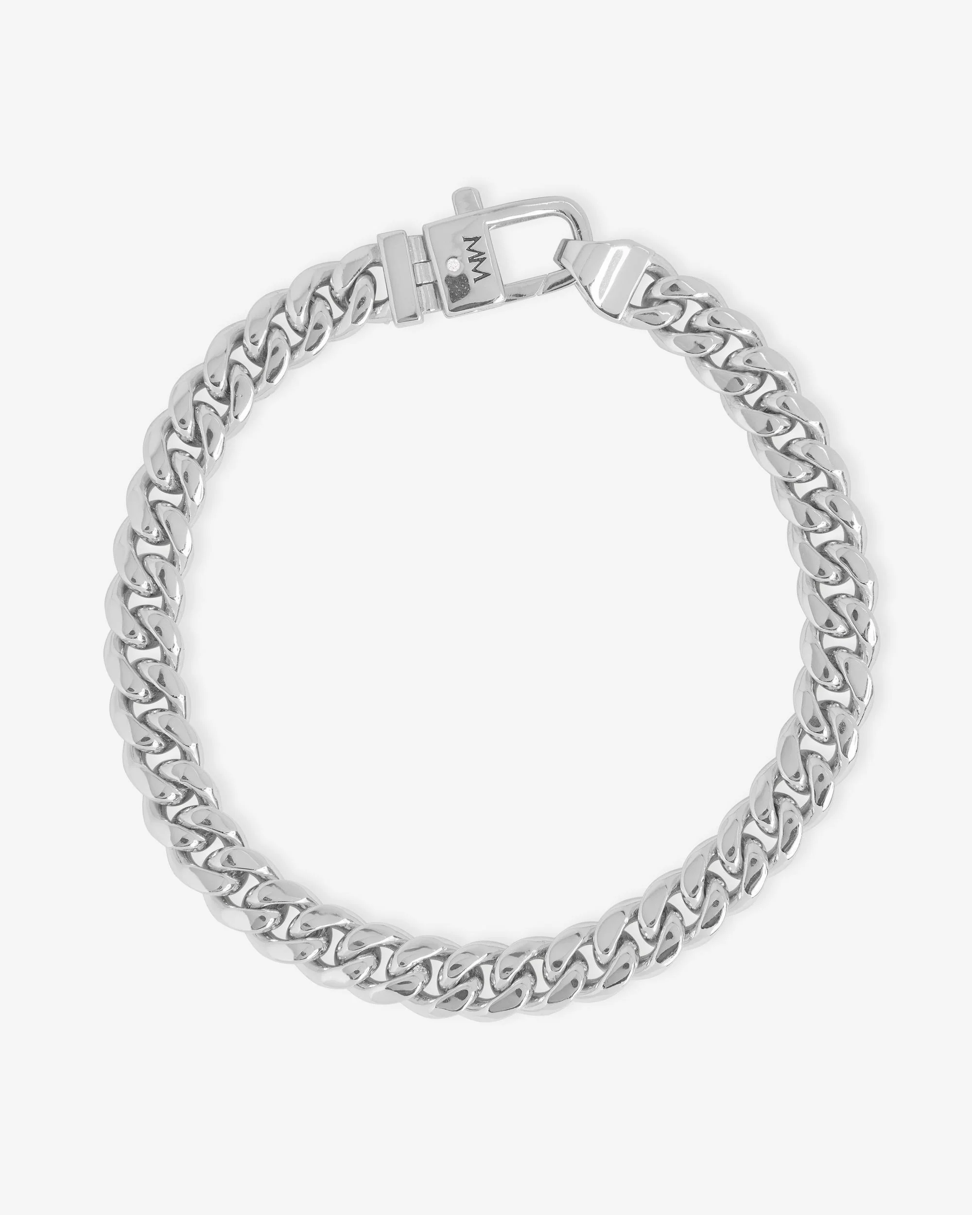 Pavé Julian Cuban Chain Bracelet 6.8mm - Silver|White Diamondettes - Image 3