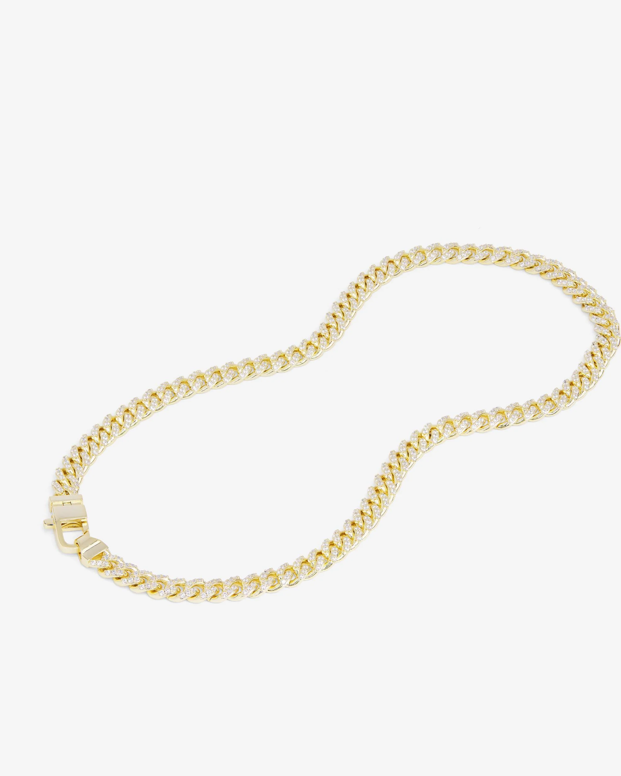 Pavé Julian Cuban Chain Necklace 6.8mm - Gold|White Diamondettes - Image 5