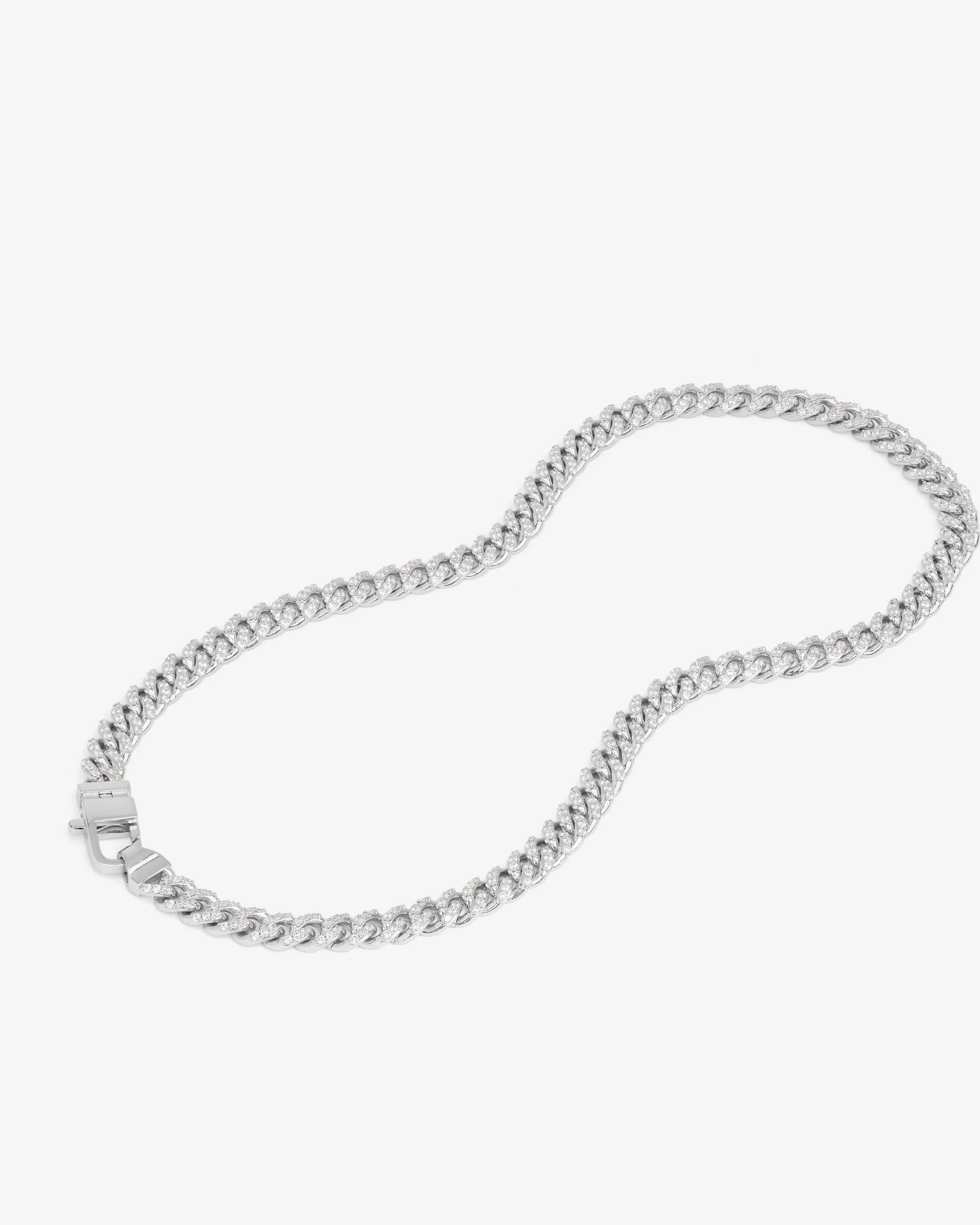 Pavé Julian Cuban Chain Necklace 6.8mm - Silver|White Diamondettes - Image 5