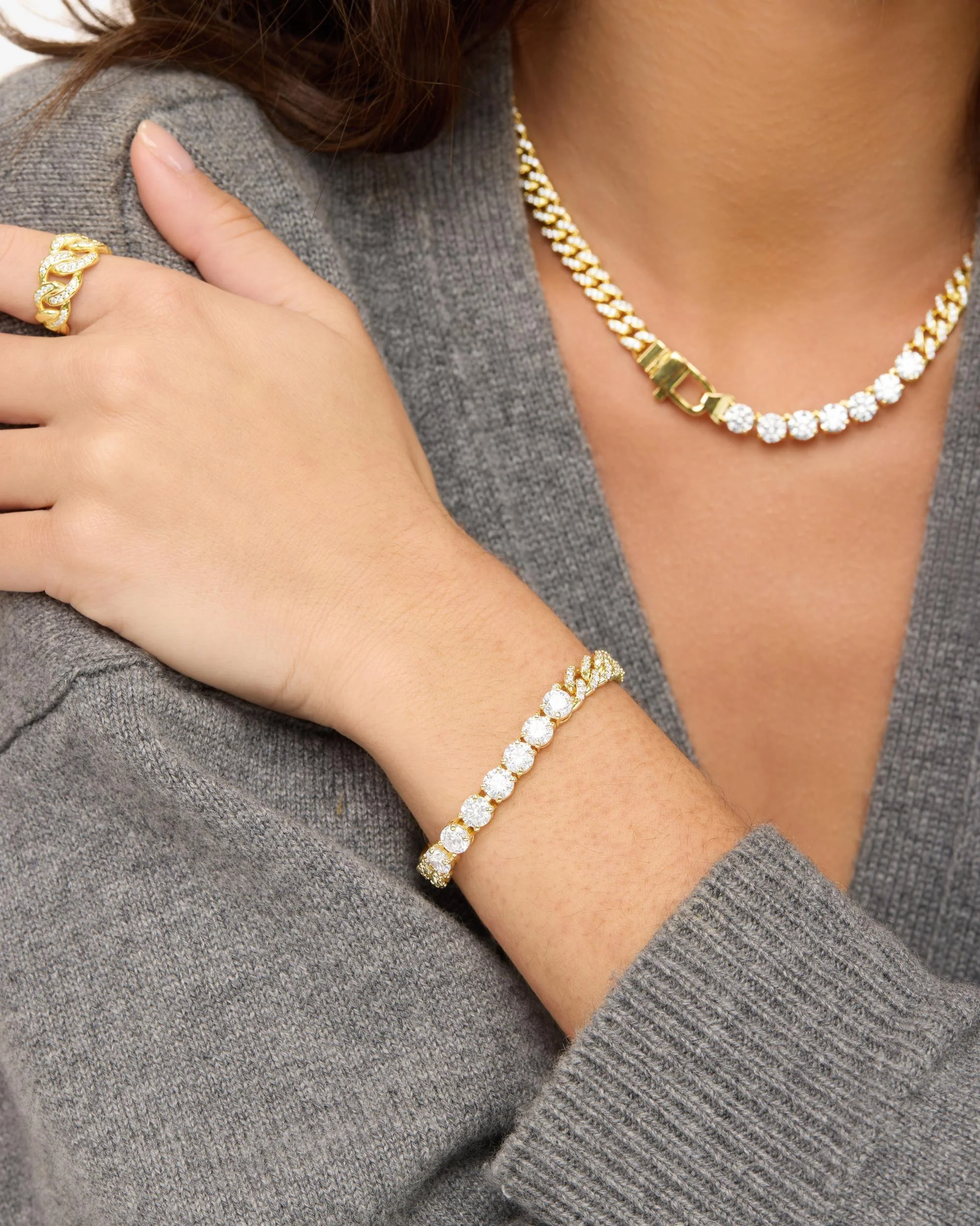 Pavé Julian Loves Diamonds Bracelet 6.8mm - Gold|White Diamondettes - Image 2