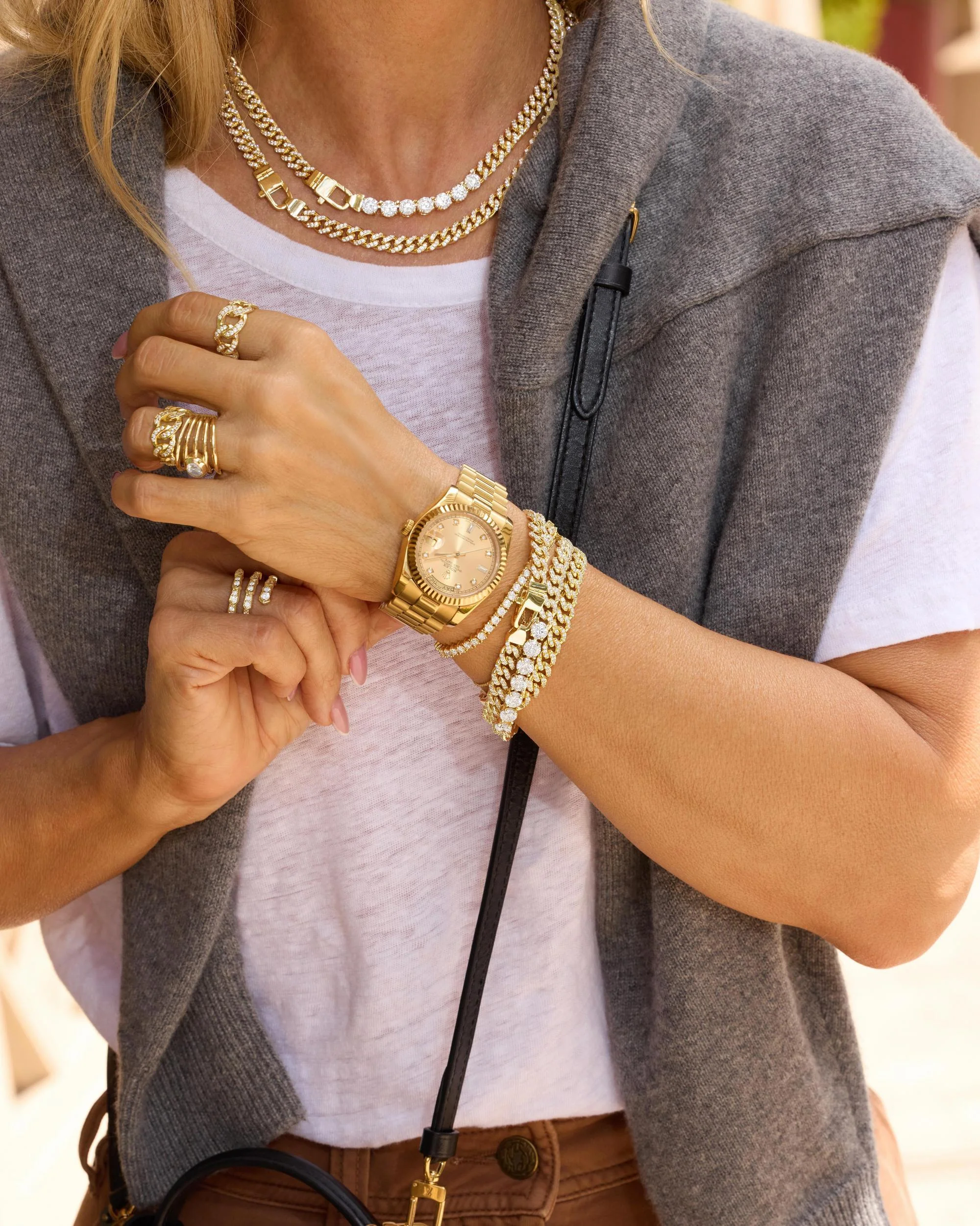 Pavé Julian Loves Diamonds Bracelet 6.8mm - Gold|White Diamondettes - Image 5