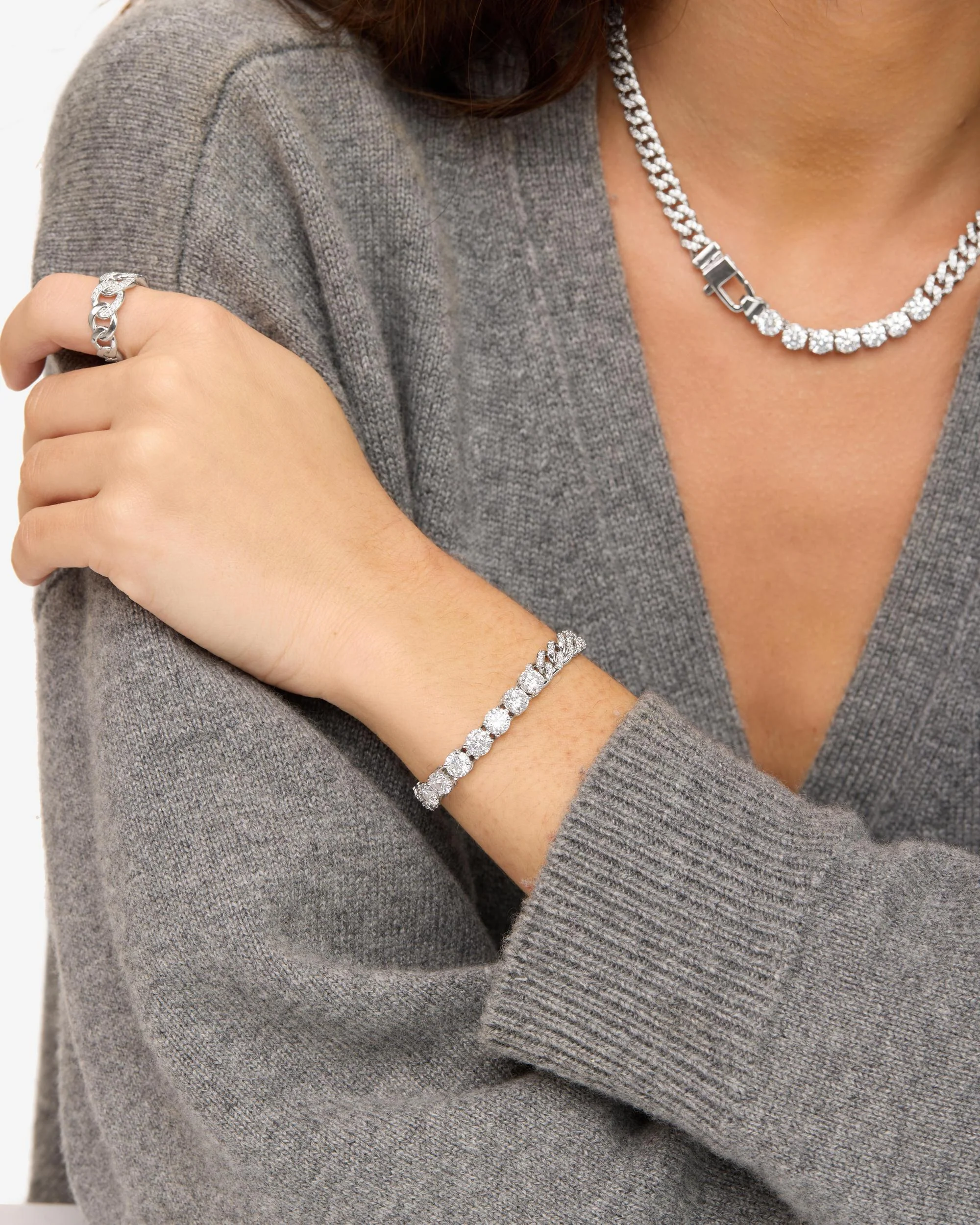 Pavé Julian Loves Diamonds Bracelet 6.8mm - Silver|White Diamondettes - Image 2