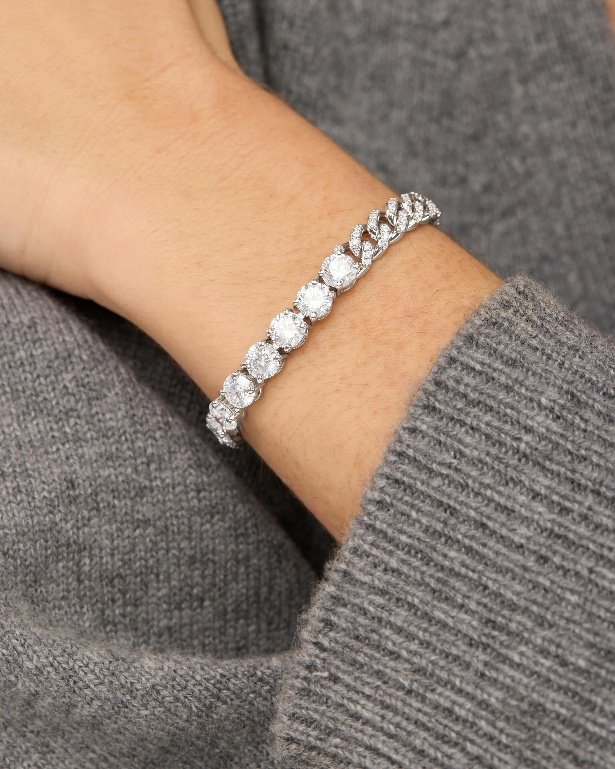 Pavé Julian Loves Diamonds Bracelet 6.8mm - Silver|White Diamondettes - Image 4