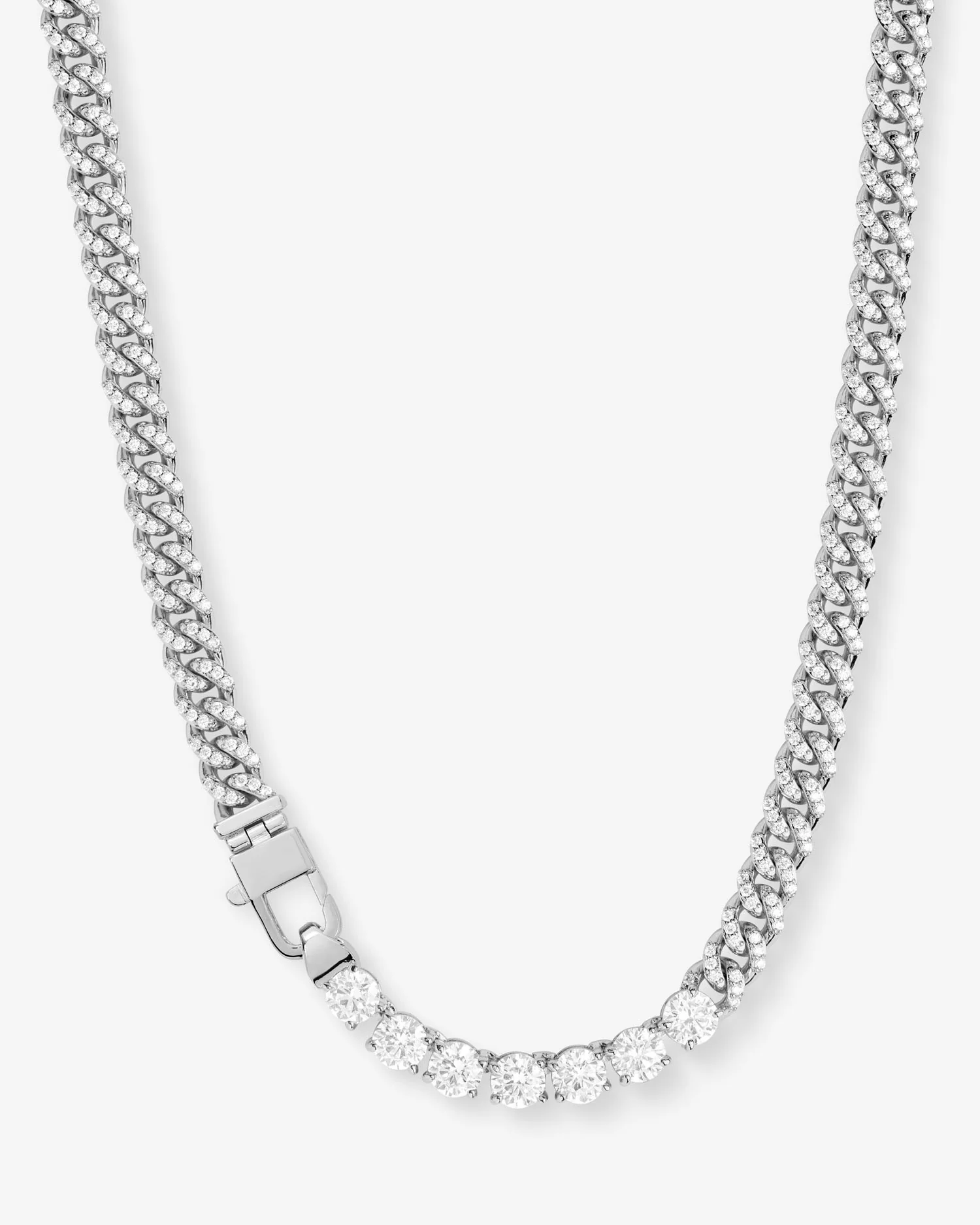 Pavé Julian Loves Diamonds Necklace 6.8mm - Silver|White Diamondettes