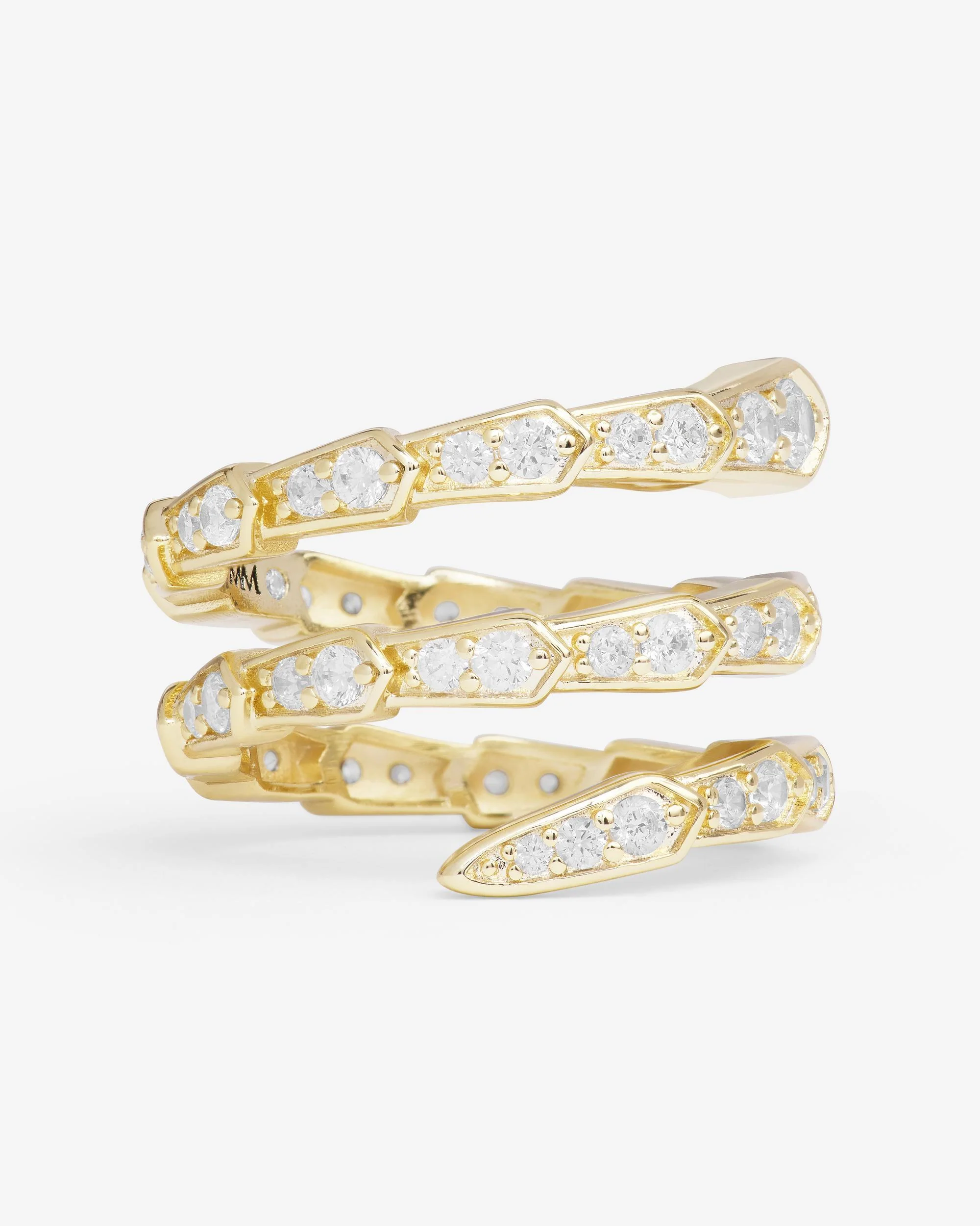 Pavé Serpent Spiral Ring - Gold|White Diamondettes - Image 3