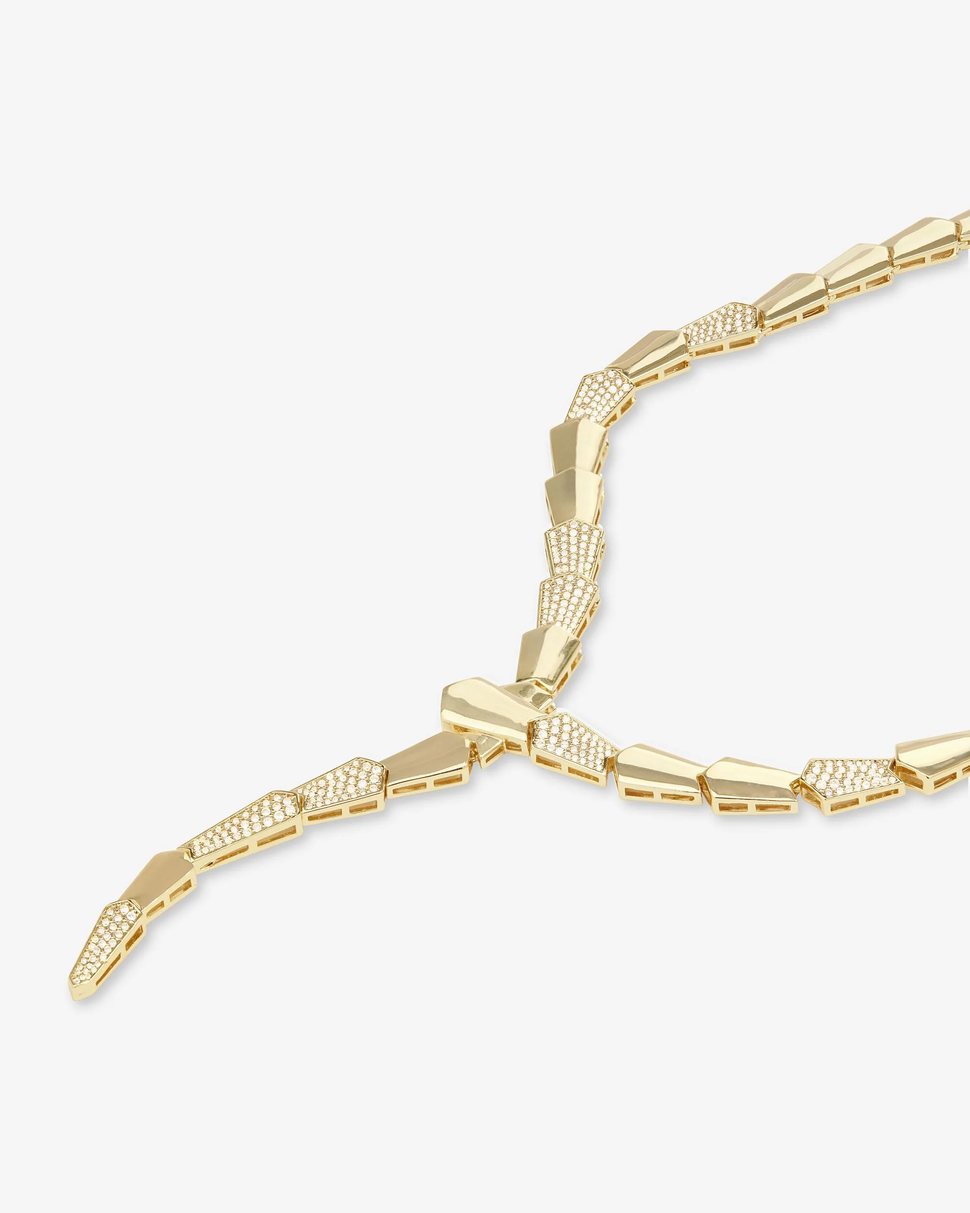 Pavé XL Serpent Lariat - Gold|White Diamondettes - Image 3