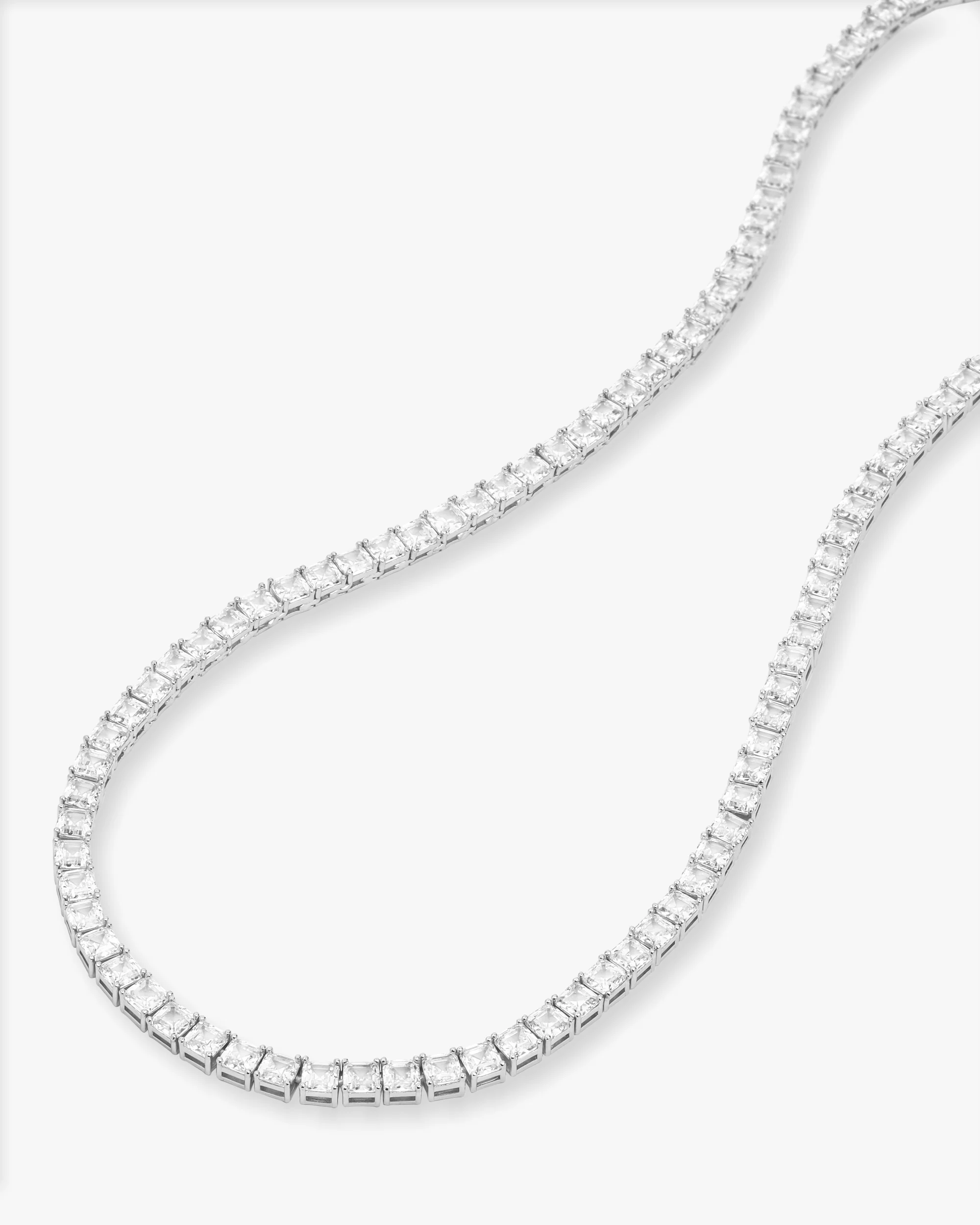 The Queen's Tennis Necklace 5mm - Silver|White Diamondettes - Image 5