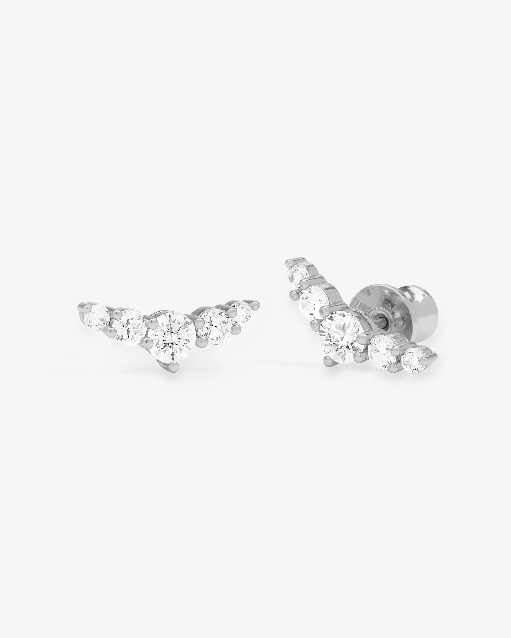 Radiant Studs - Silver|White Diamondettes