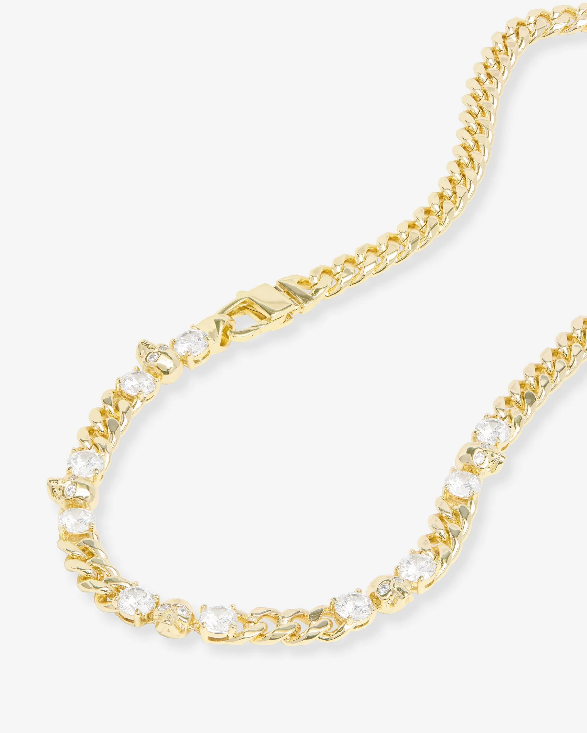 Ride or Die Cuban Chain Necklace 6.8mm - Gold|White Diamondettes - Image 4