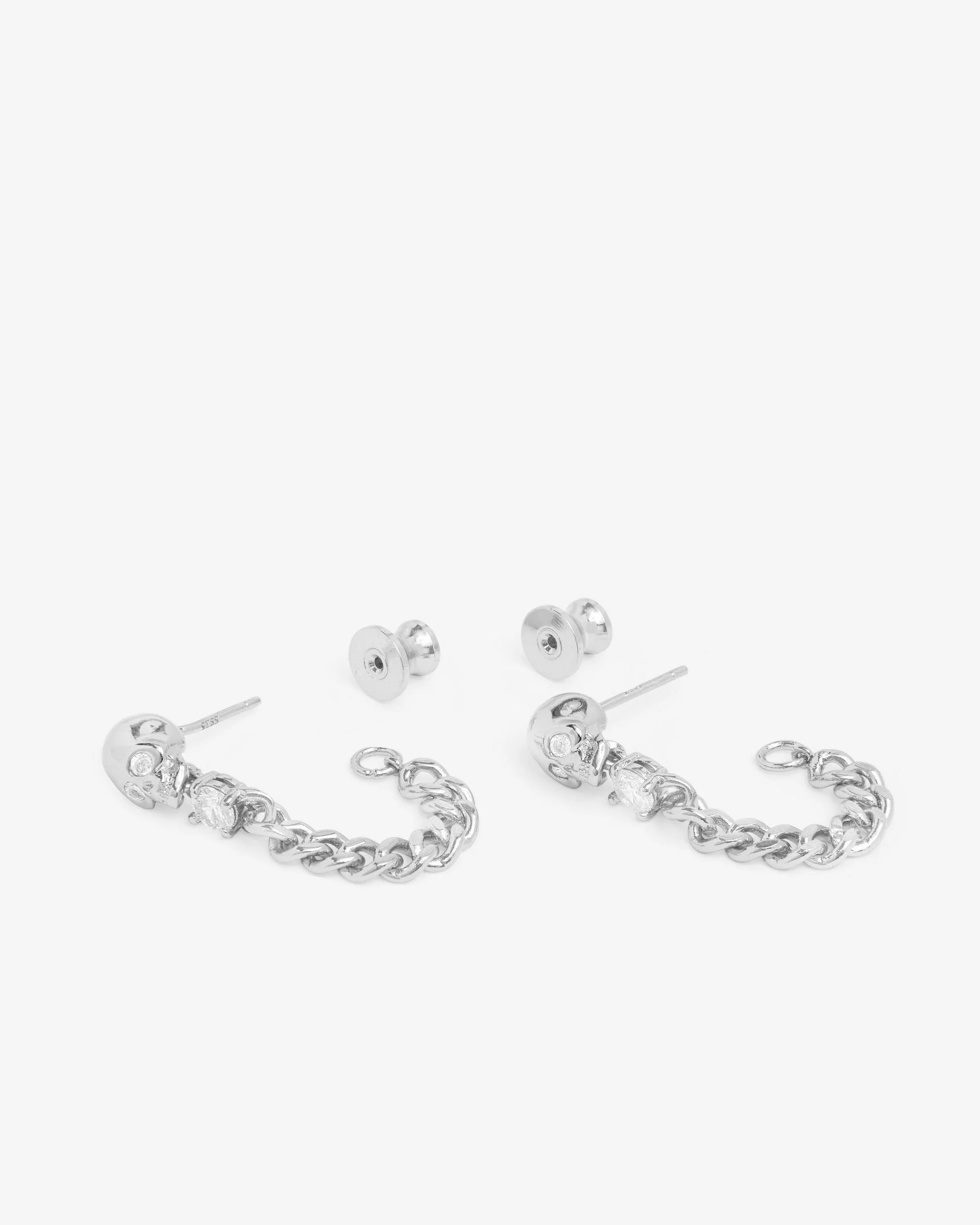 Ride or Die Soft Hoops 6.8mm - Silver|White Diamondettes - Image 3