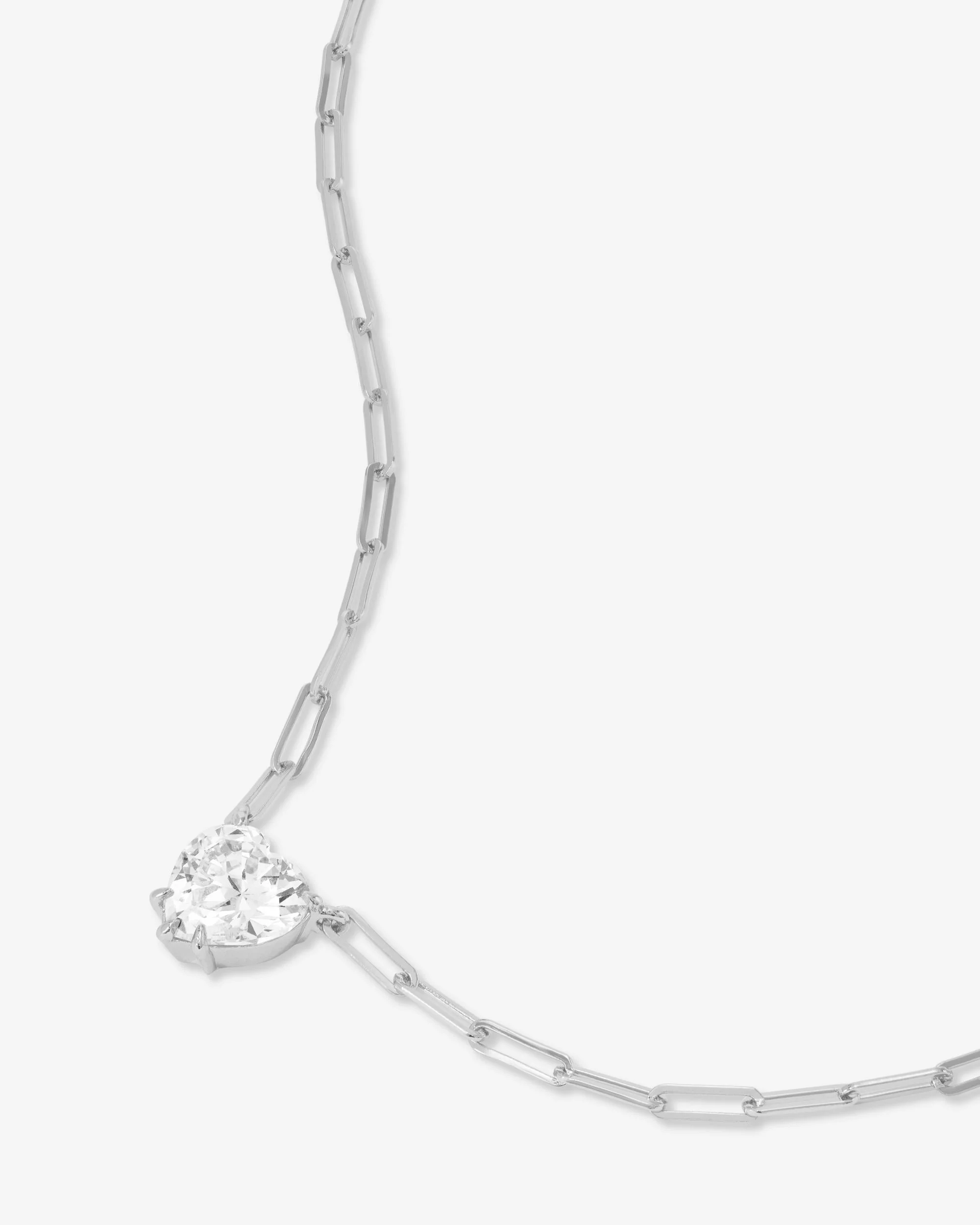 Samantha Loves You More Necklace - Silver|White Diamondettes - Image 3