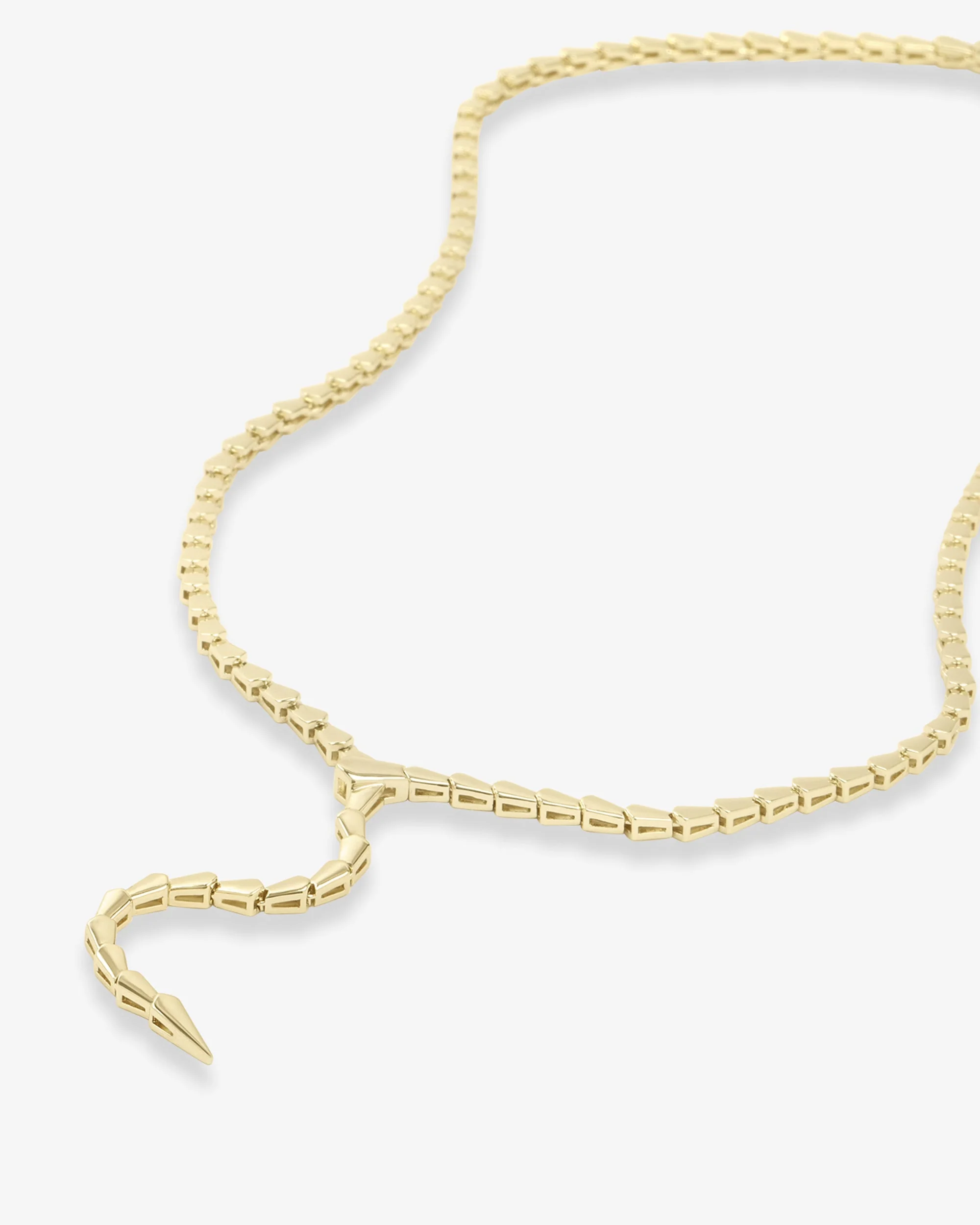 Serpent Lariat Necklace - Gold - Image 3