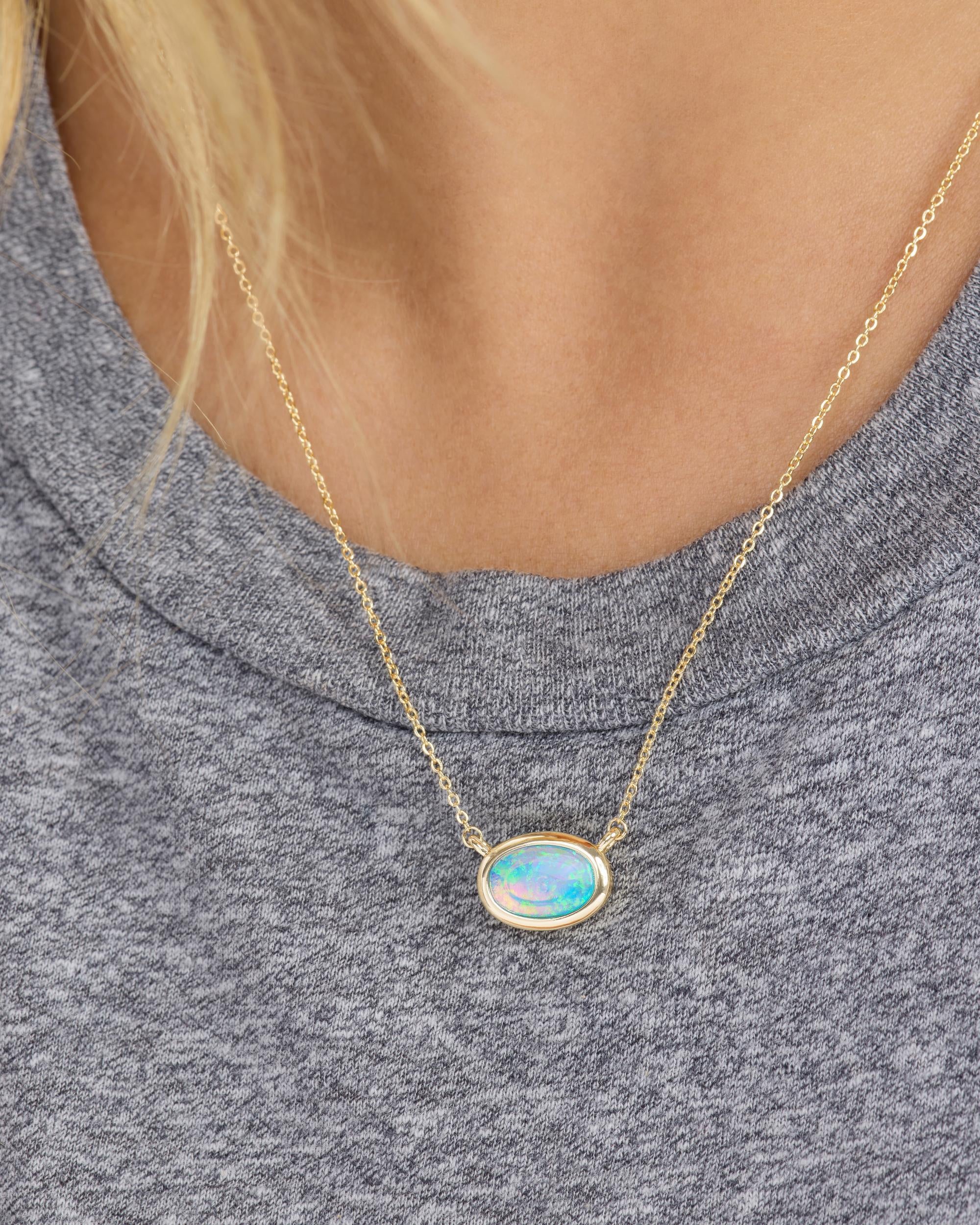 She's a Boss Pendant Necklace - Gold|Blue Opal - Image 4